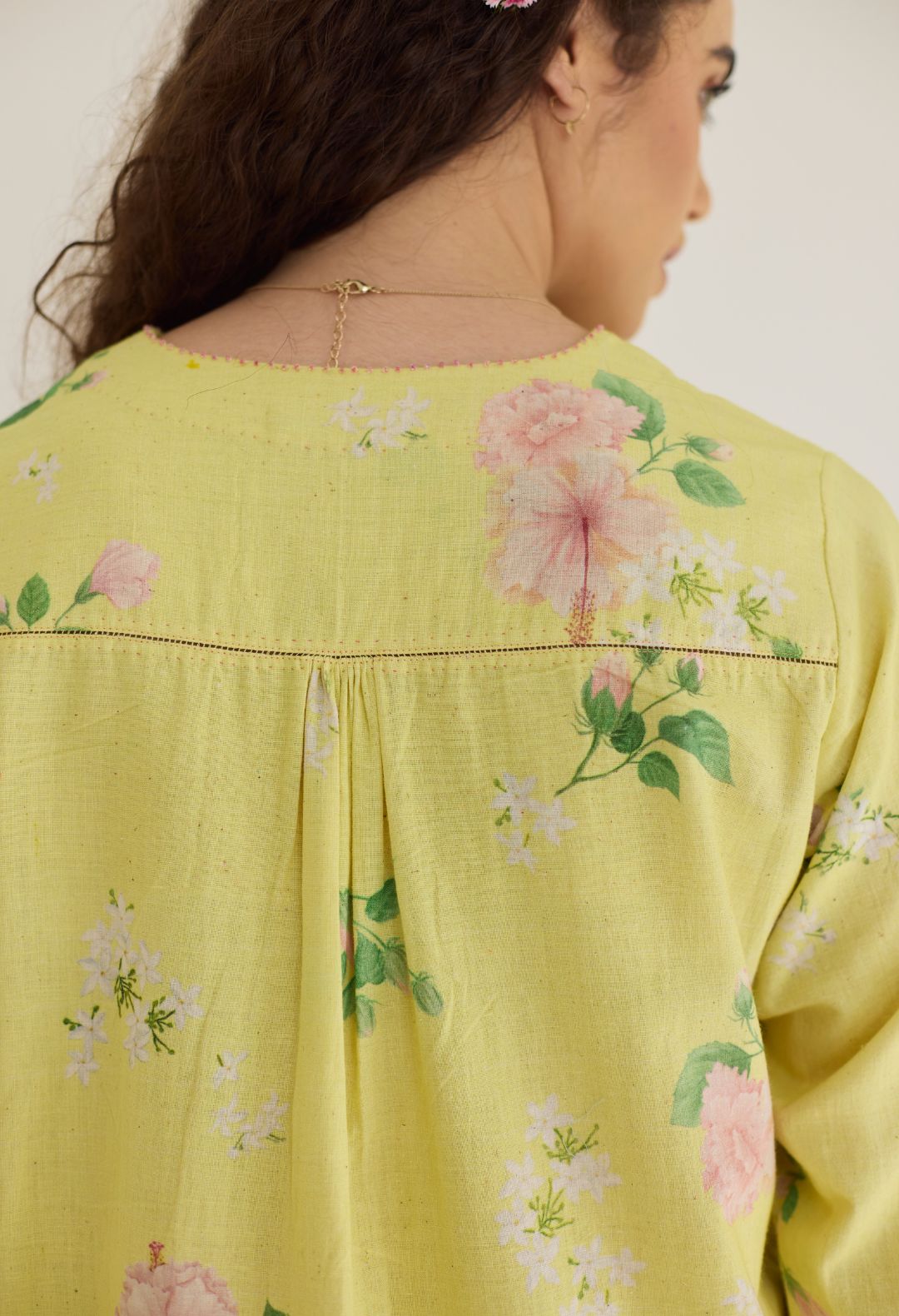 Yellow Hibiscus Short Kurta Set