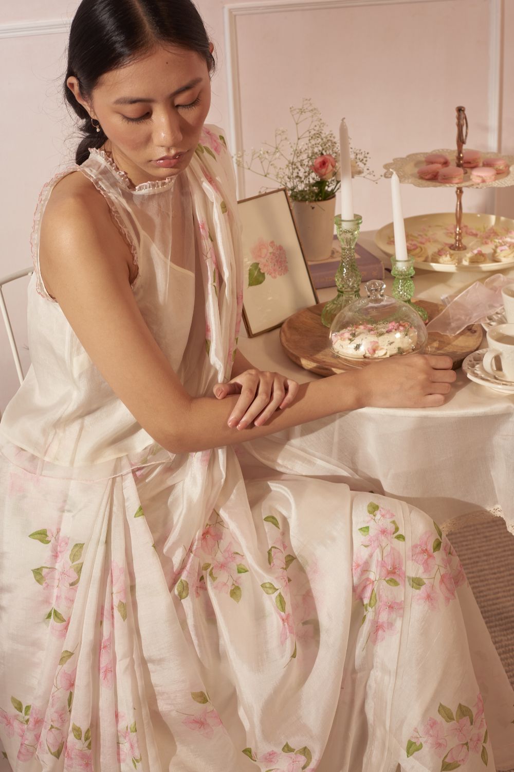 Serene Meadow Mulberry Organza Silk Sari main image 0