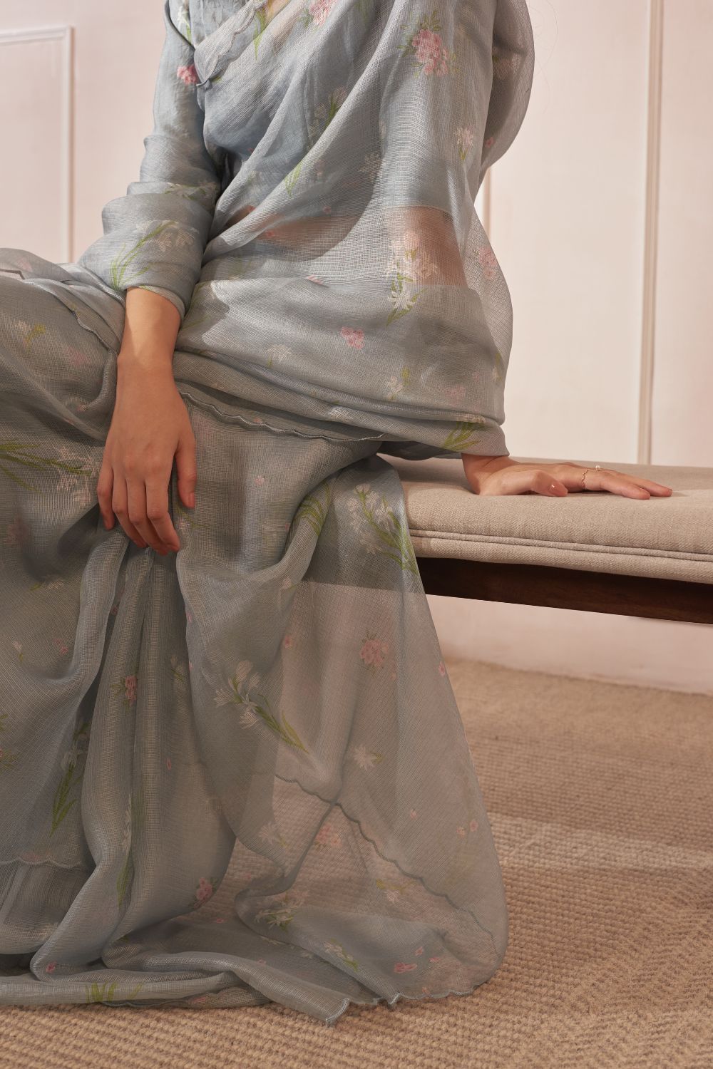 Parijaat & Periwinkle Kota Silk Sari