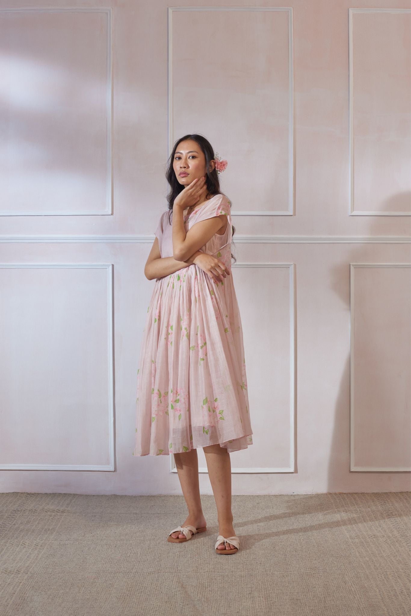 Bougainvillea Tap Midi Dress