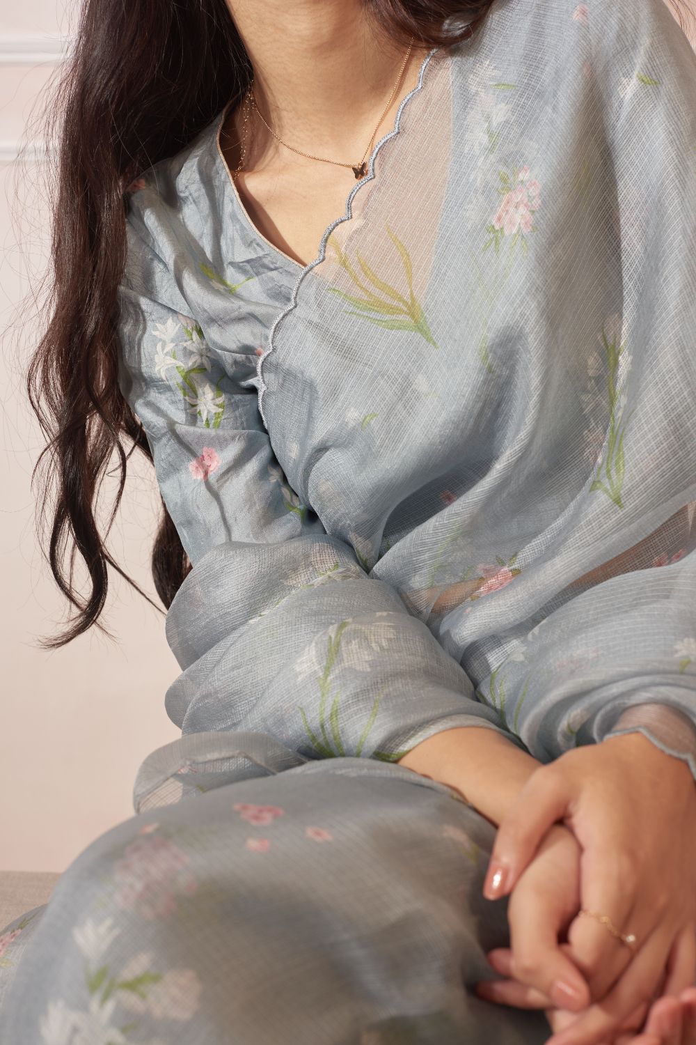 Parijaat & Periwinkle Kota Silk Sari