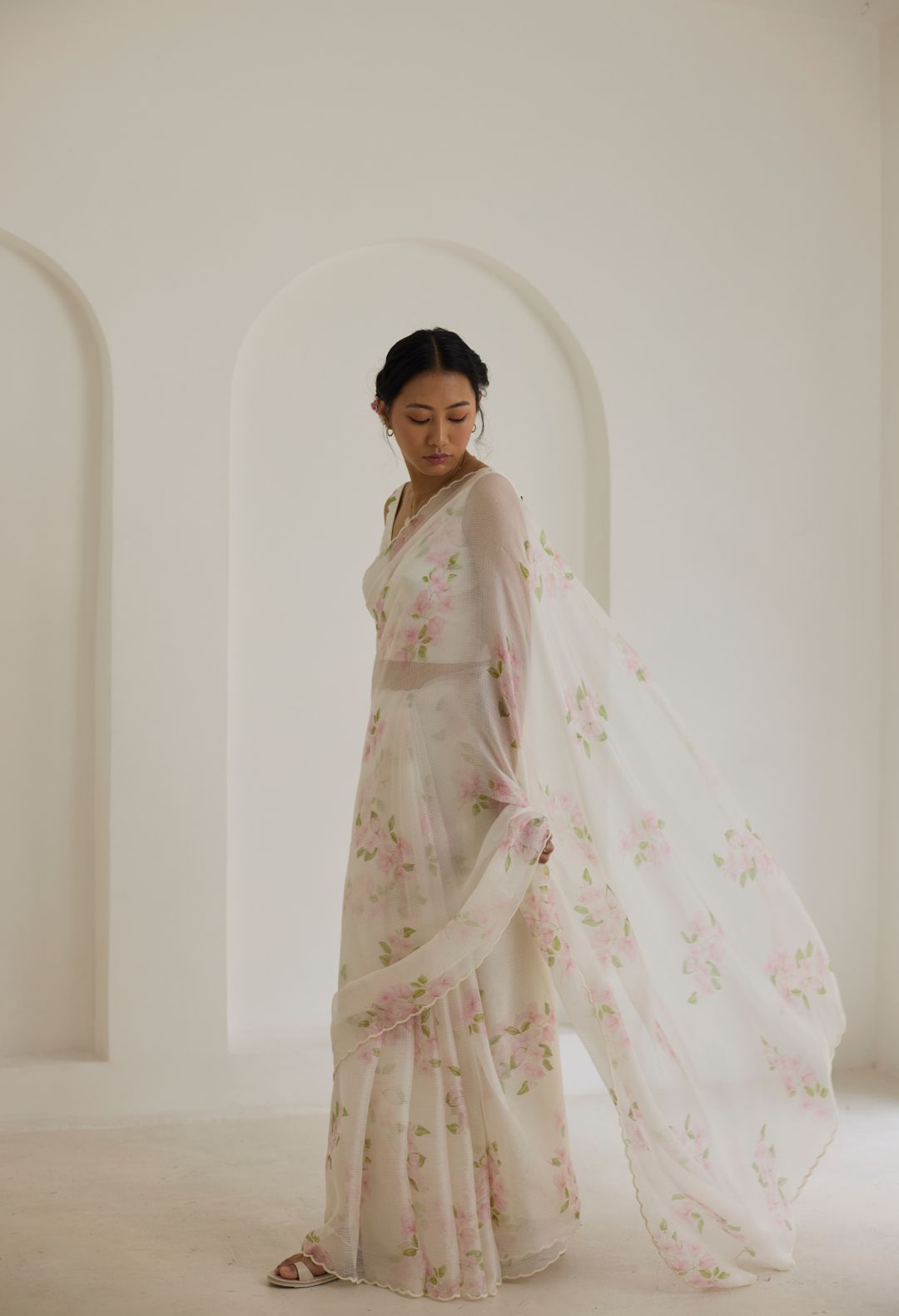 Bougainvillea Kota Doria Silk Sari