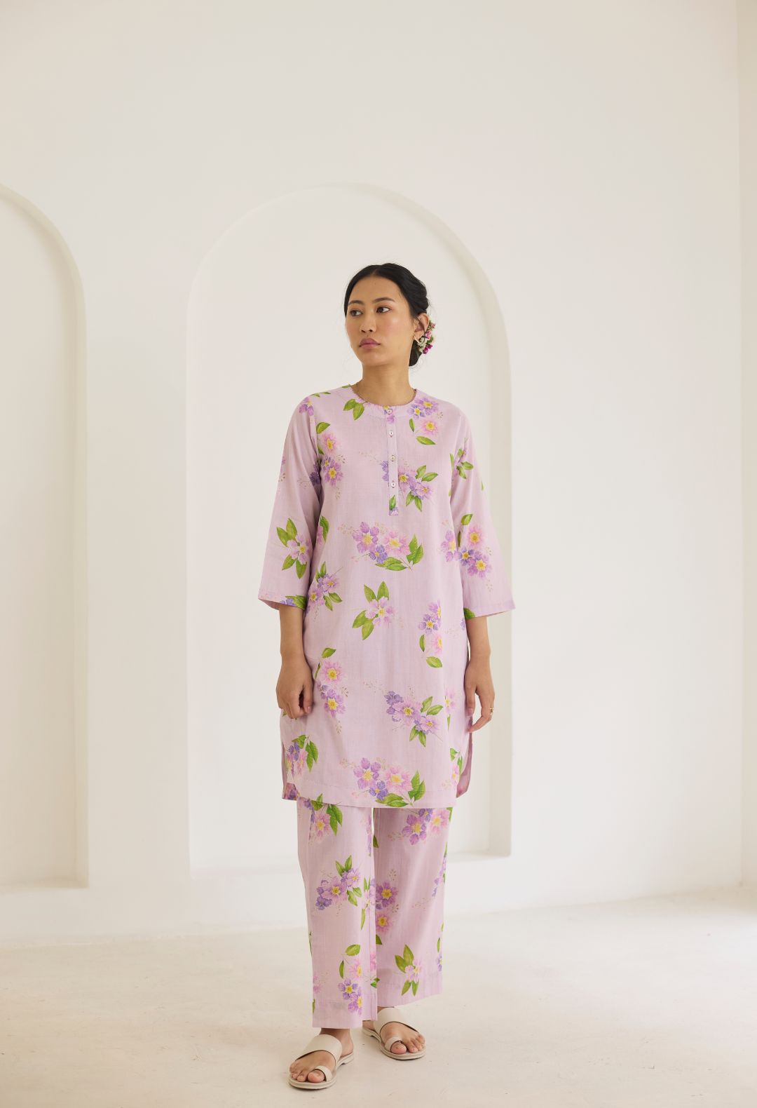 Lilac Jarul Short Kurta Set