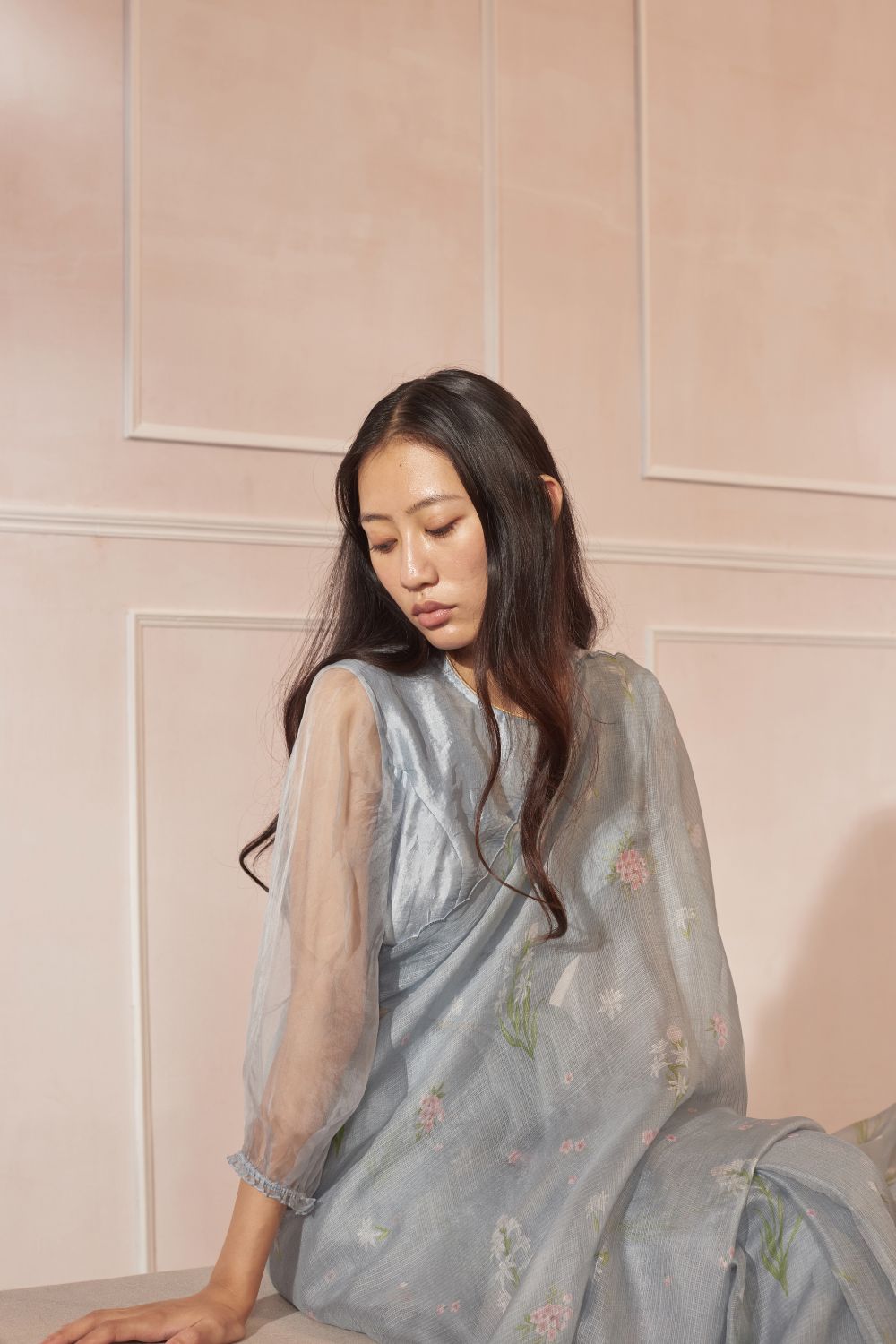 Parijaat & Periwinkle Kota Silk Sari