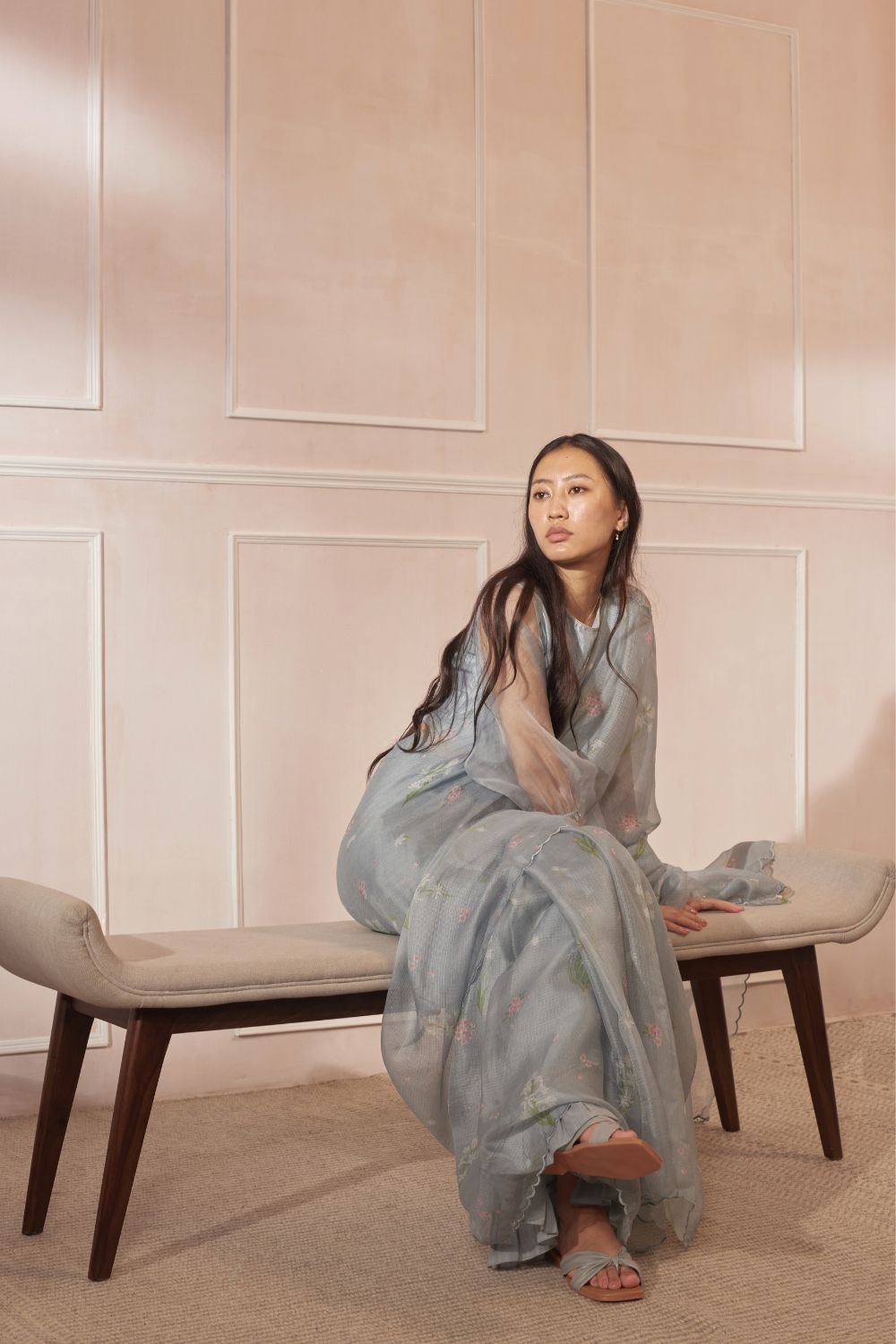 Parijaat & Periwinkle Kota Silk Sari