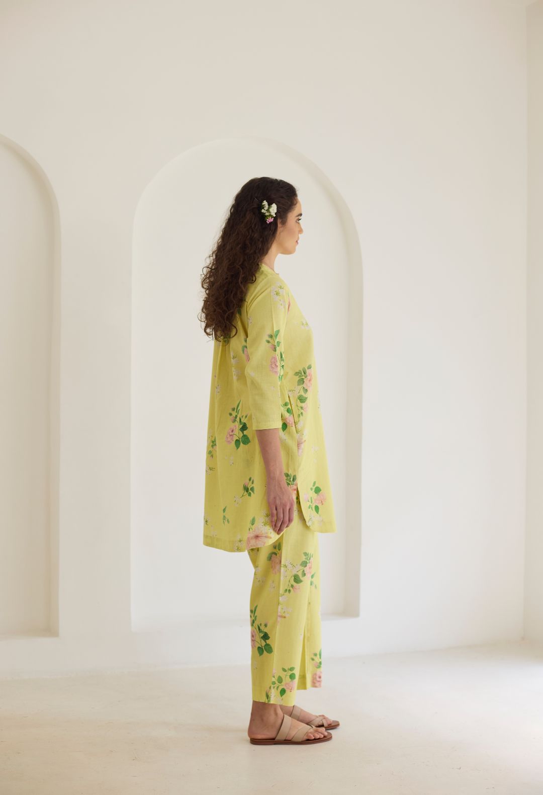 Yellow Hibiscus Short Kurta Set
