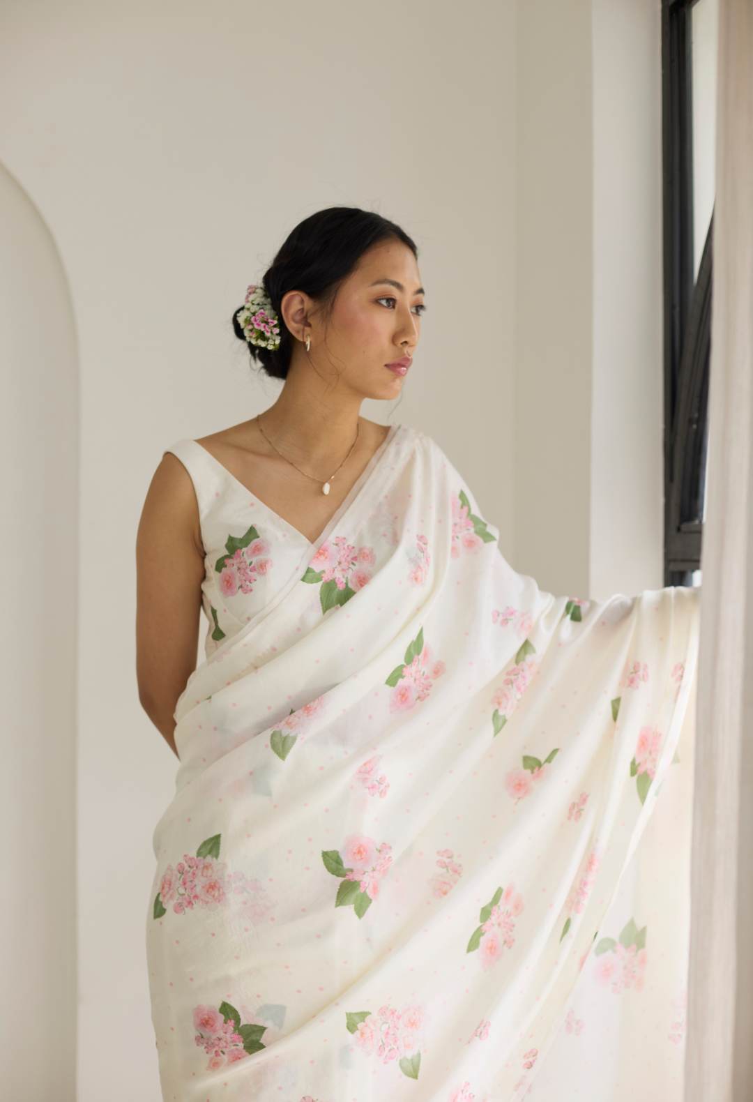 Hazari Mogra Mulberry Silk Sari