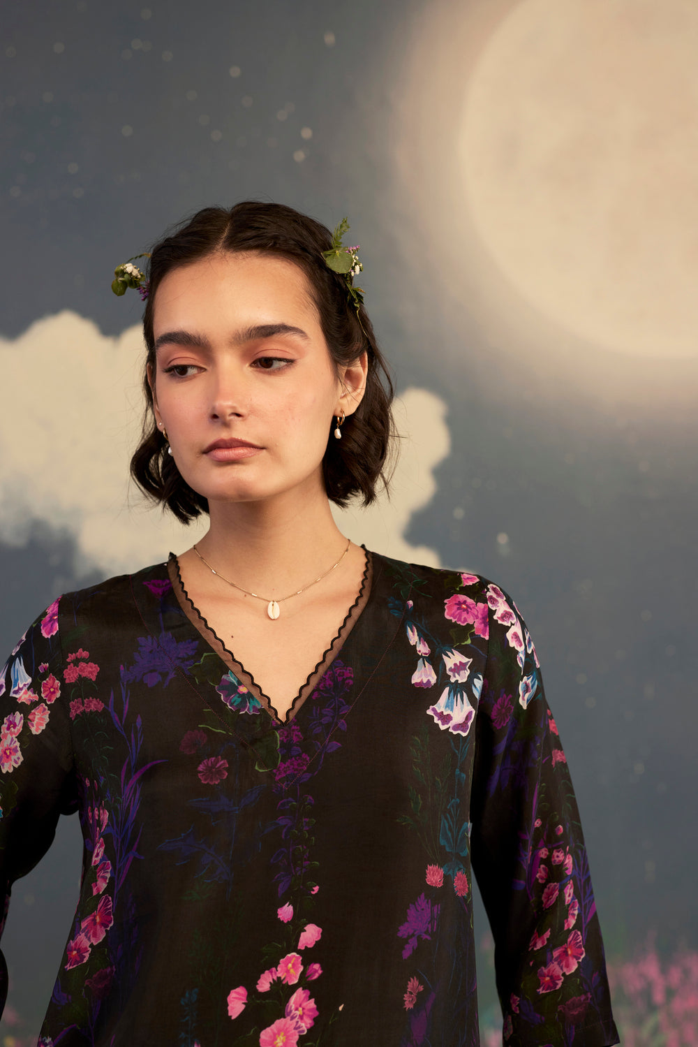 Foxglove Citrus Long Kurta Set Bamboo Silk