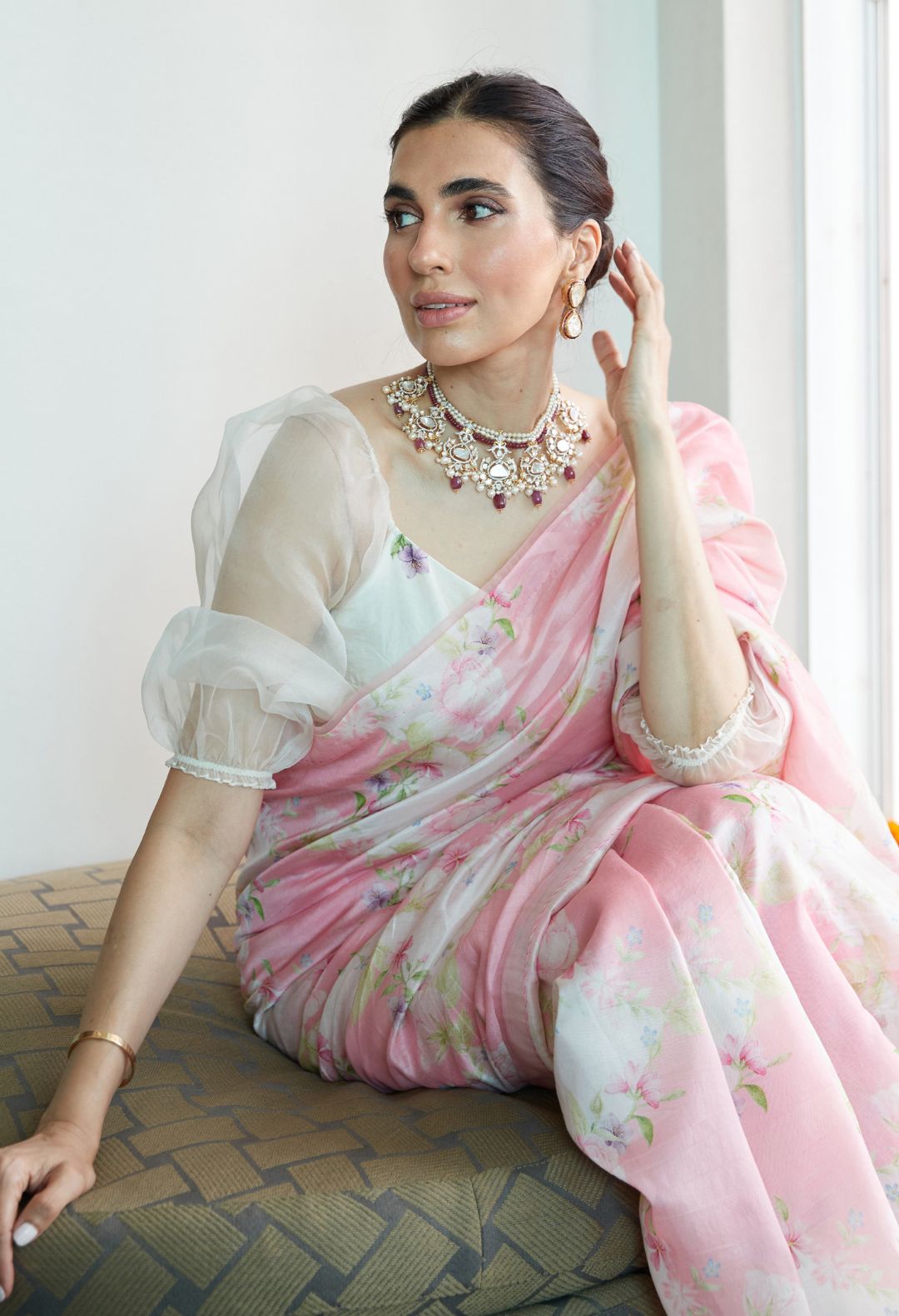 Prerna in Rose Garden Chanderi Sari