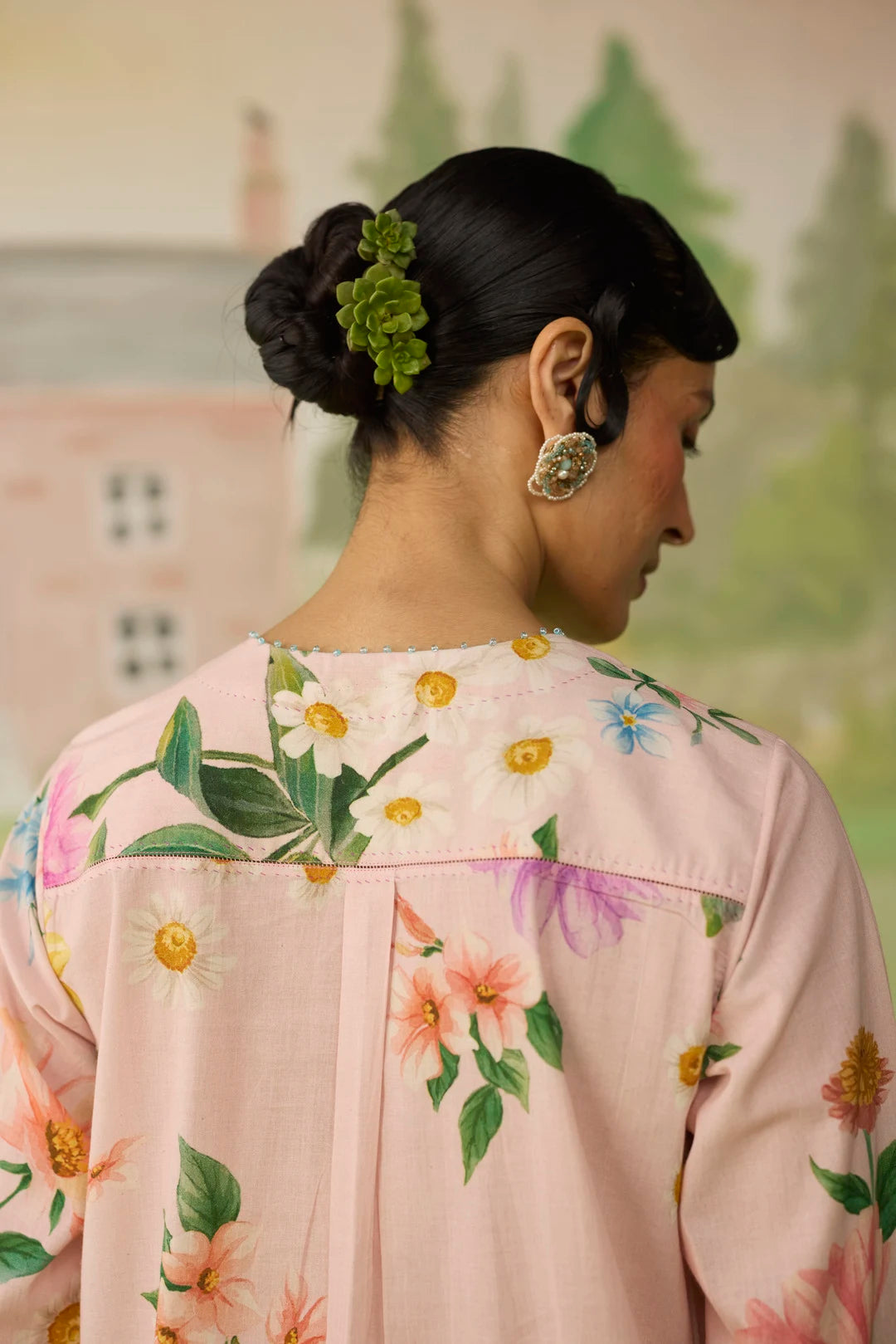 Pink Daisy Long Kurta Set