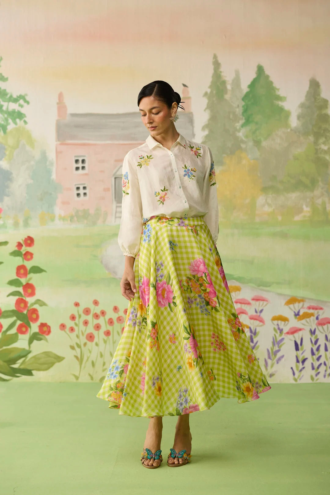 Like a Song Silk Shirt and Skirt Set