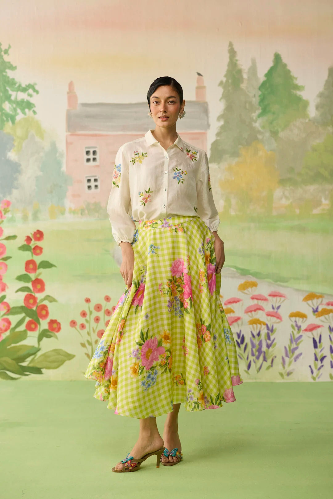 Like a Song Silk Shirt and Skirt Set