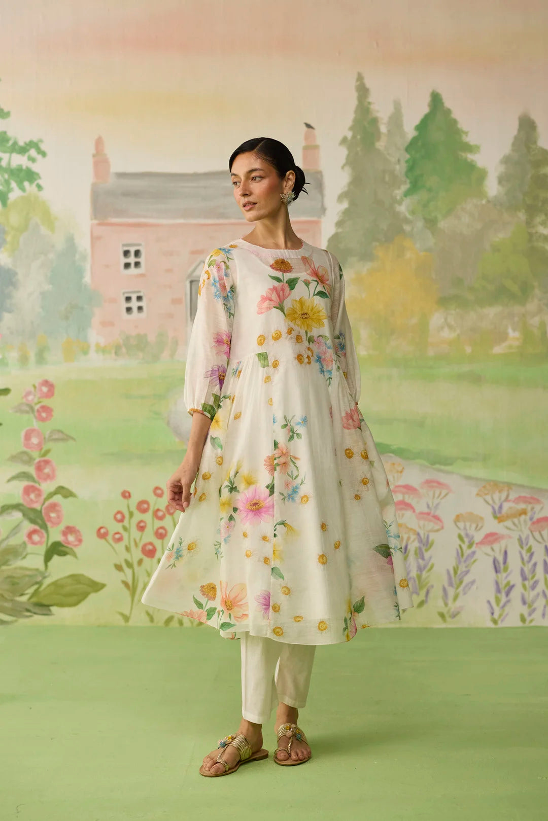Golden Hour Off-white Long Kurta Set Khadi Silk