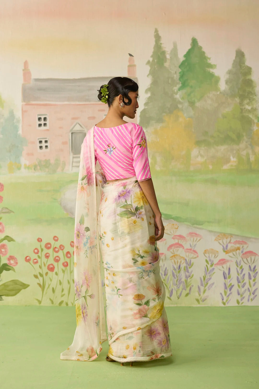 Chamomile Kota Doria Silk Sari