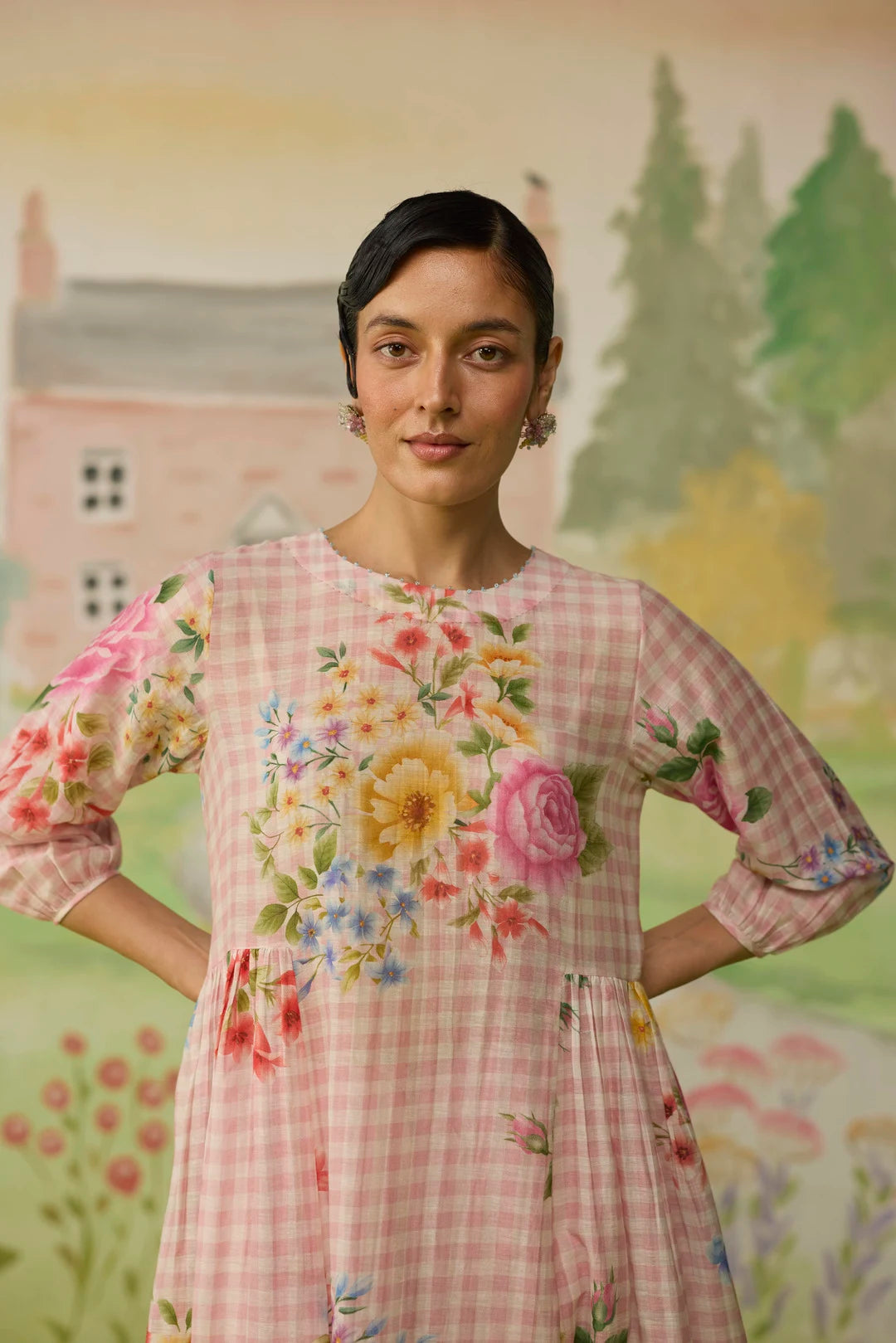 Golden Hour Pink Long Kurta Set Khadi Silk