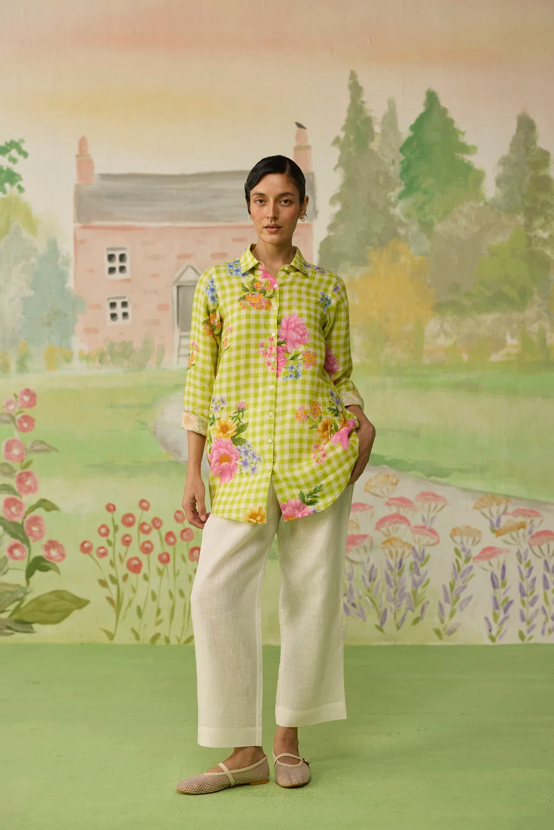 Nice Day Linen Co-ord Set Lime Green