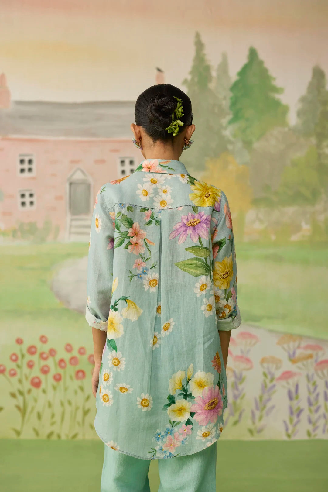 Nice Day Linen Shirt Aqua Blue