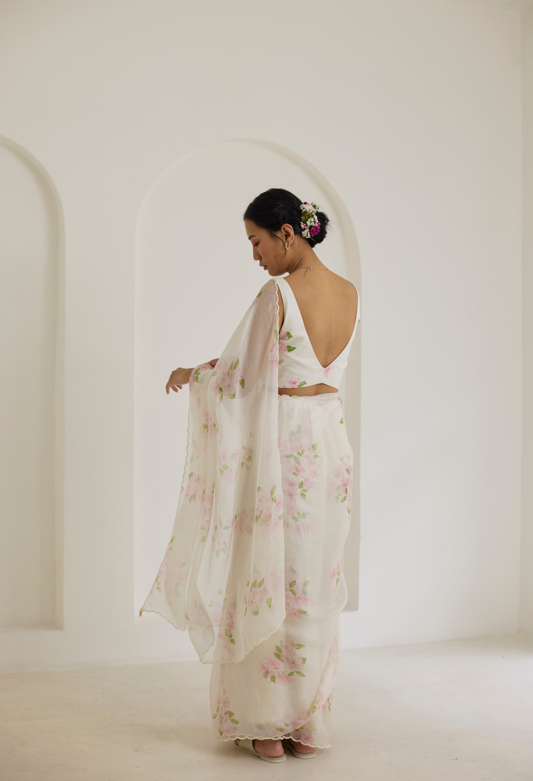 Bougainvillea Kota Doria Silk Sari