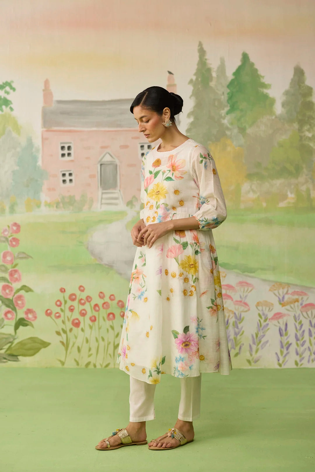 Golden Hour Off-white Long Kurta Set Khadi Silk