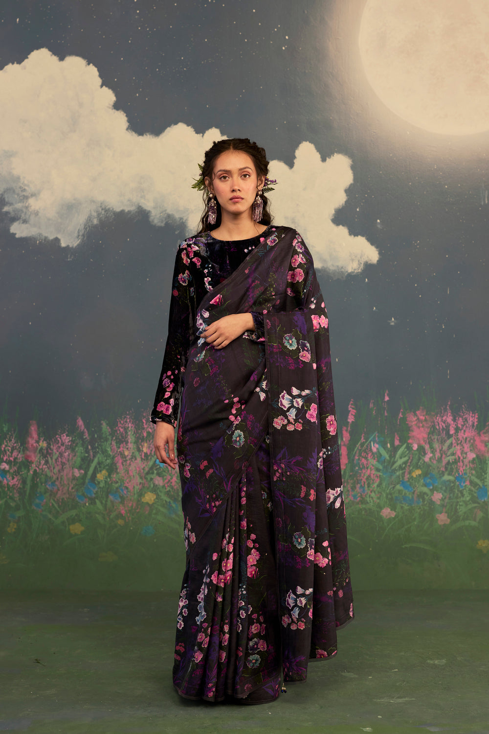 Foxglove Mulberry Silk Sari
