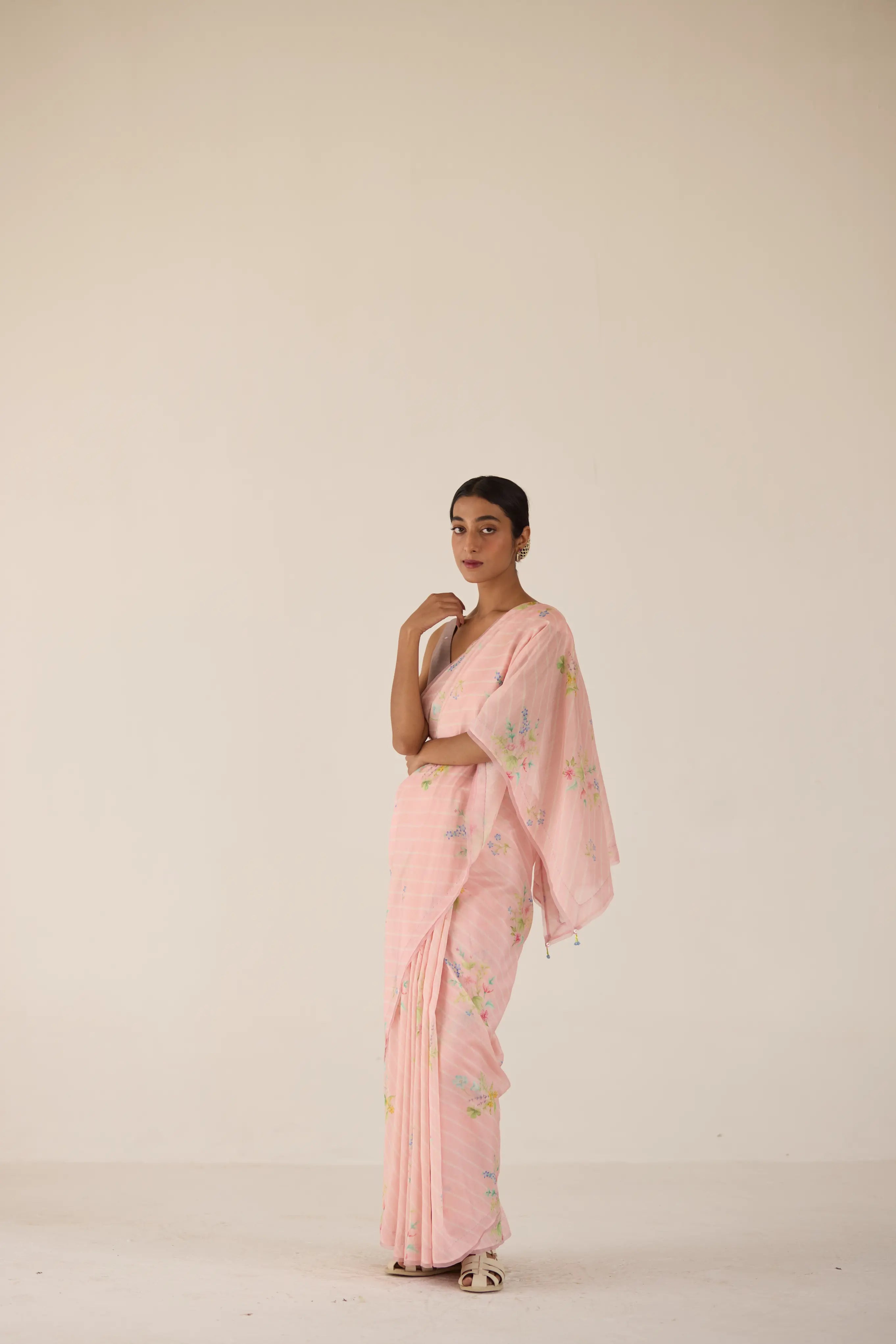 Wildflower Bunch Silk and Cotton Chanderi Sari