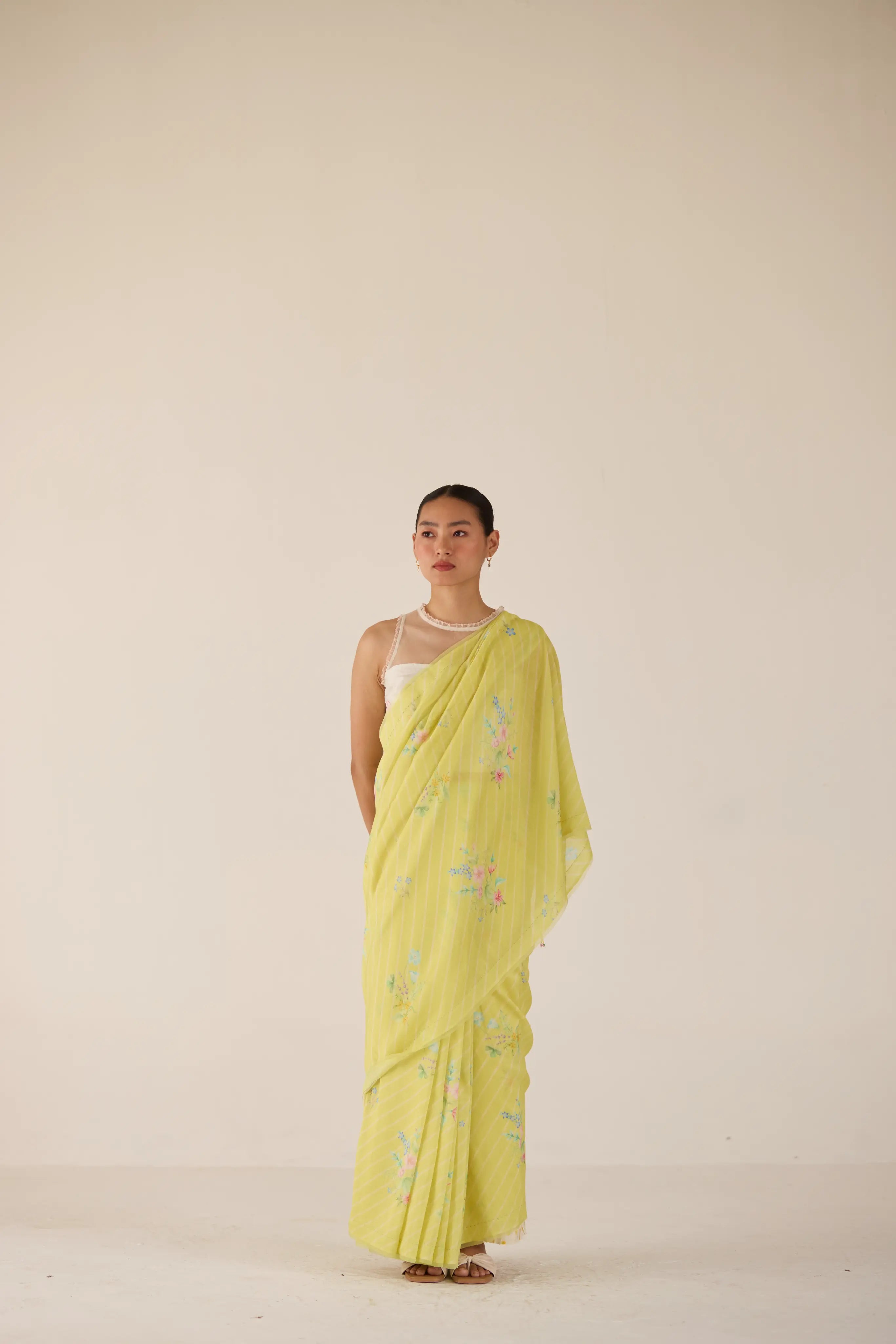 Wildflower Bunch Silk and Cotton Chanderi Sari