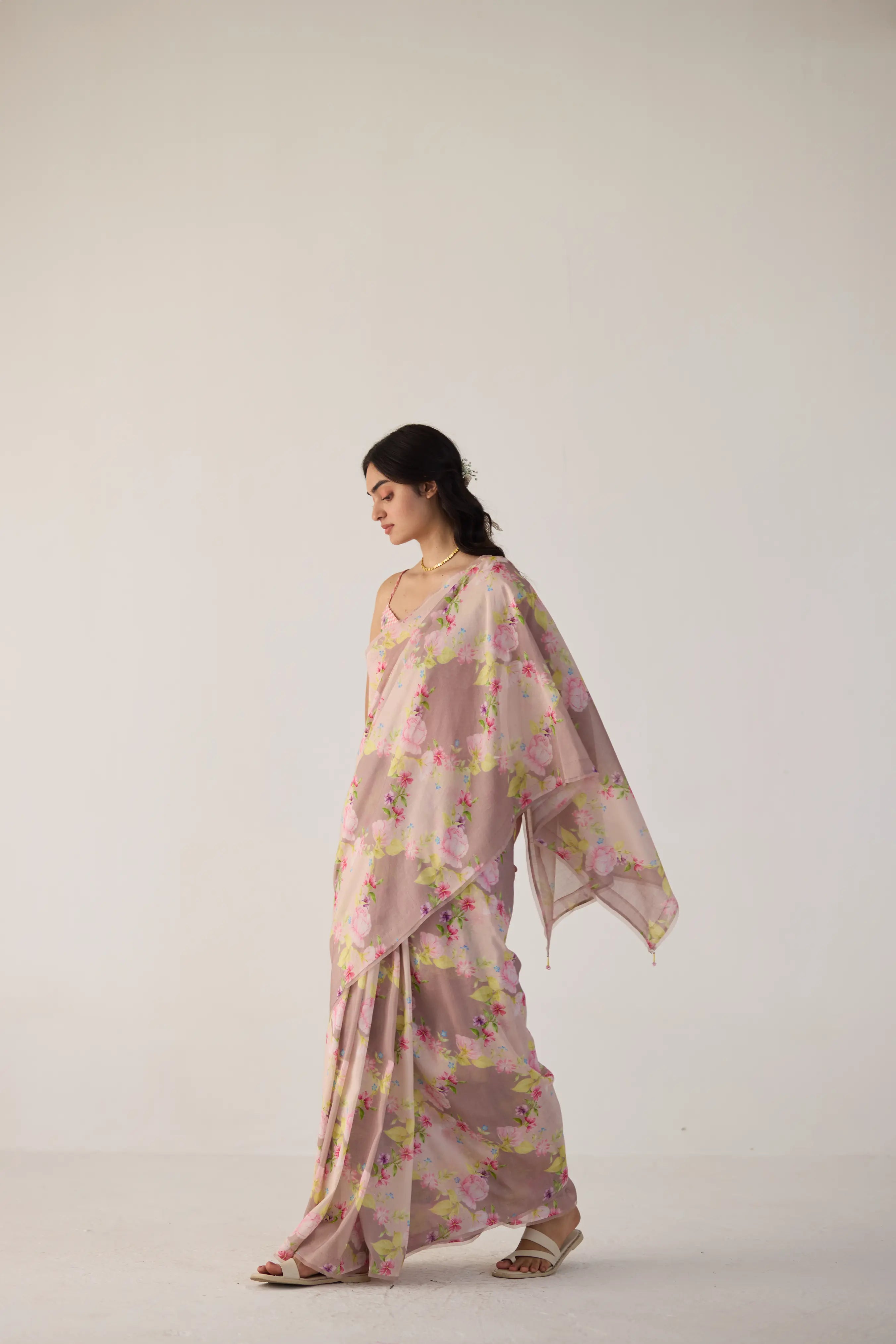 Rose Garden Silk and Cotton Chanderi Sari