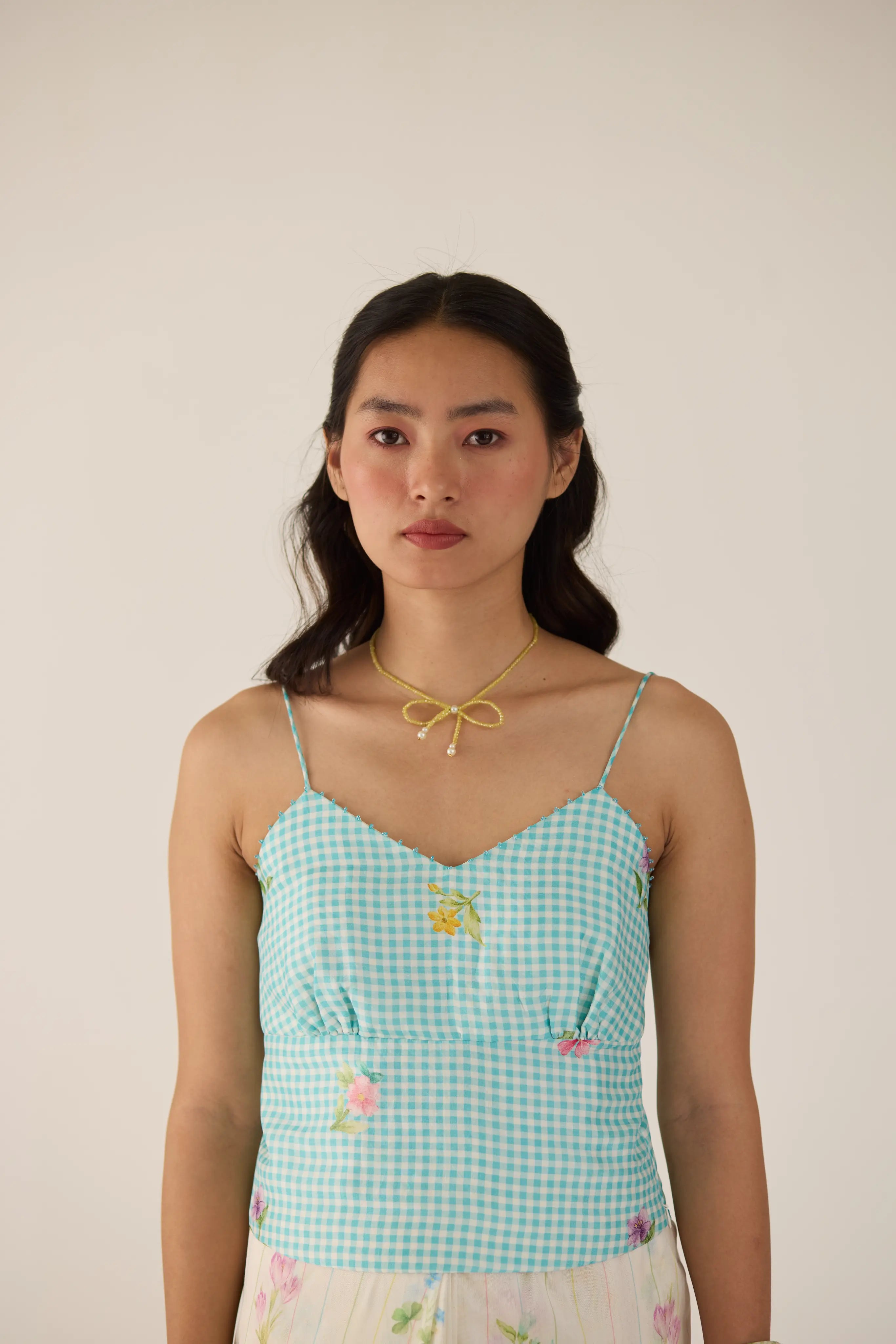 Serene Meadow Noodle Strap Blouse