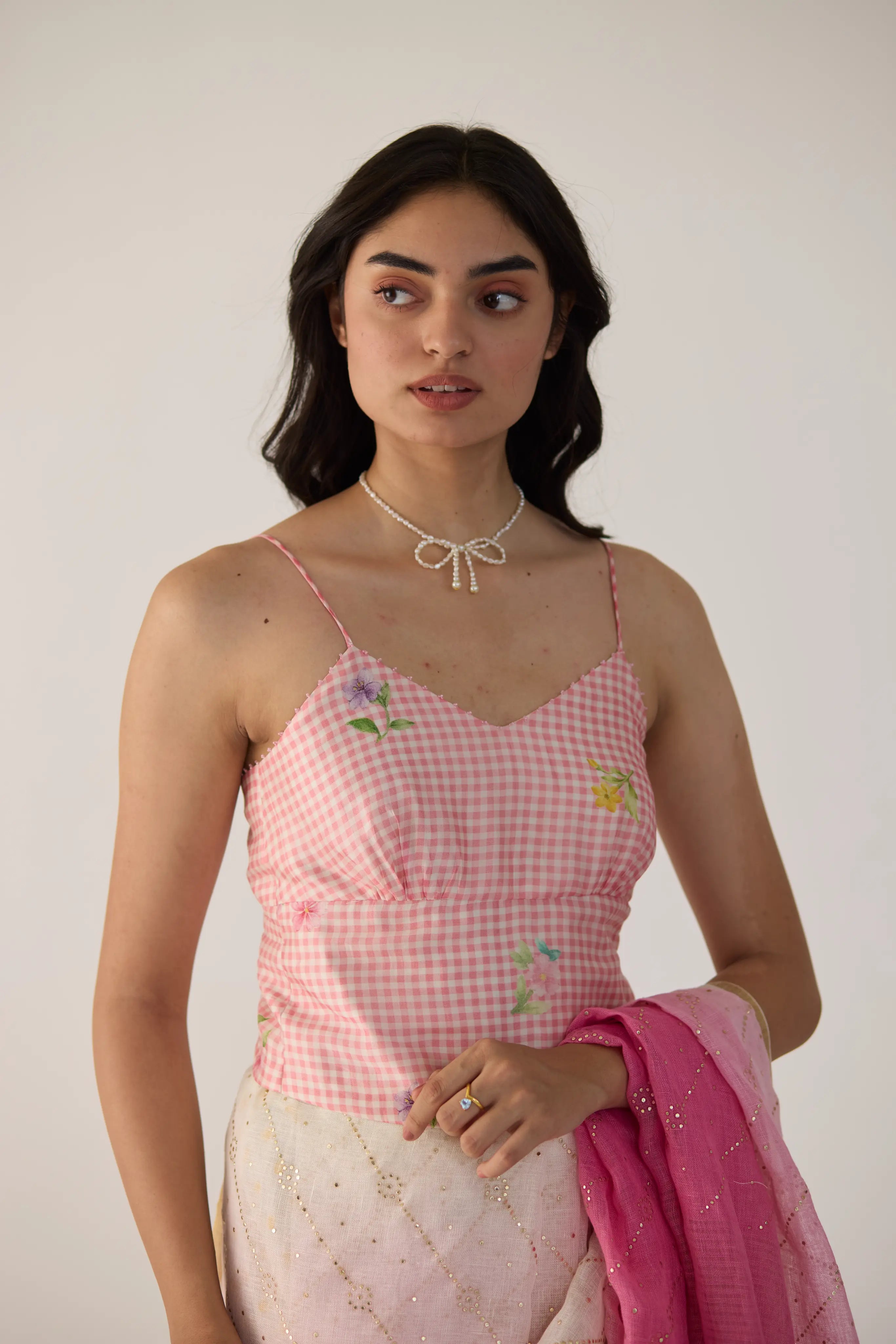 Serene Meadow Noodle Strap Blouse
