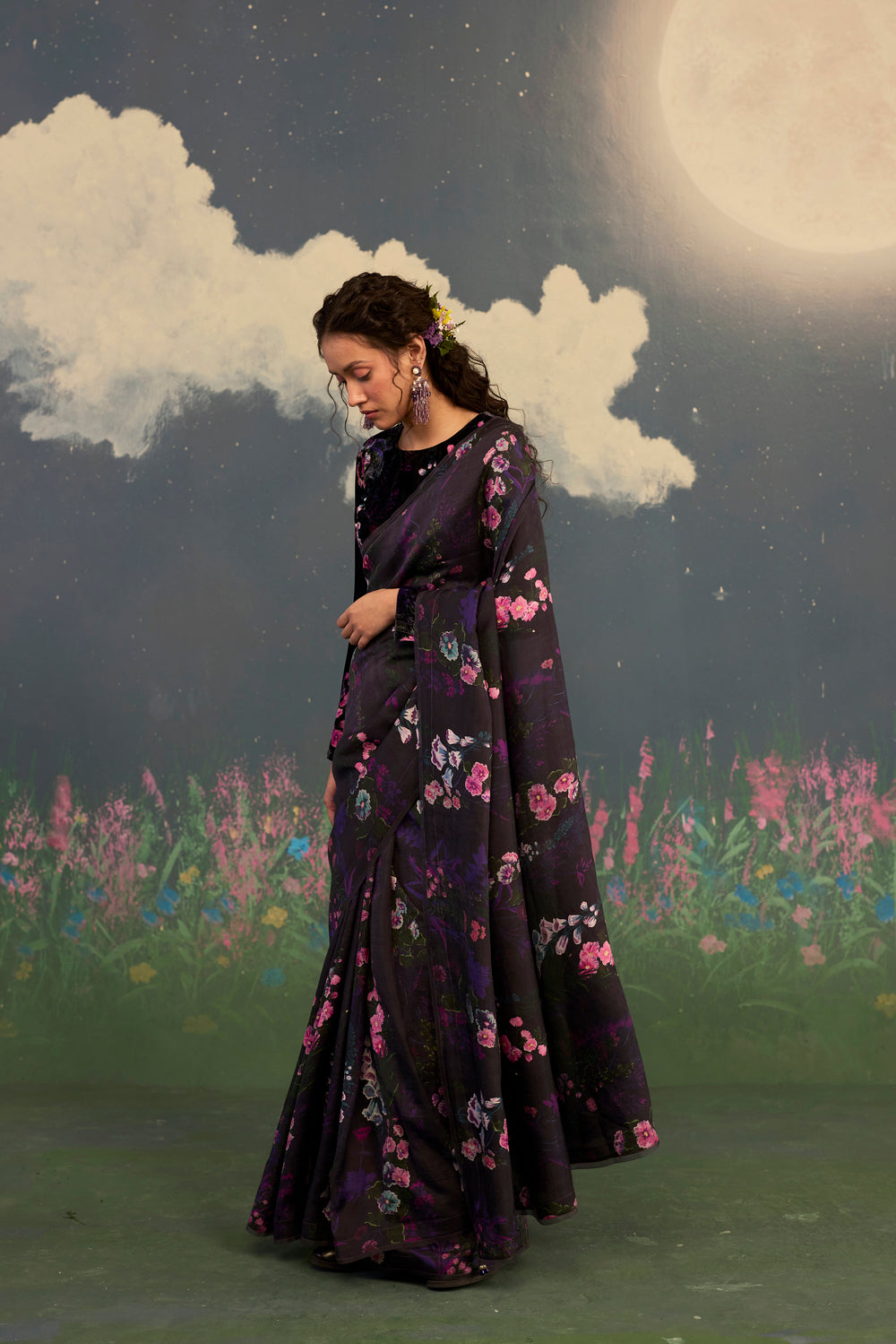 Foxglove Mulberry Silk Sari