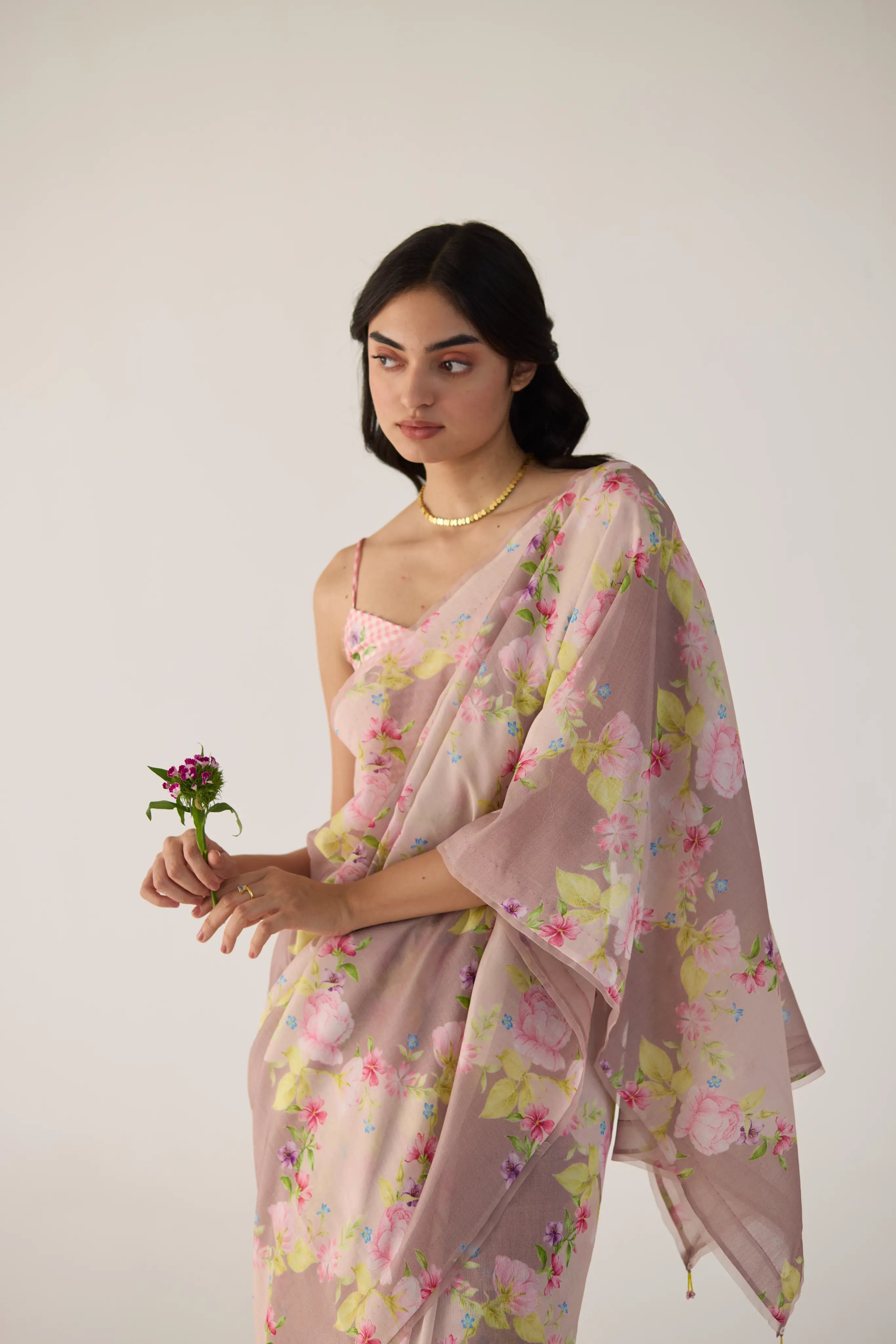 Rose Garden Silk and Cotton Chanderi Sari