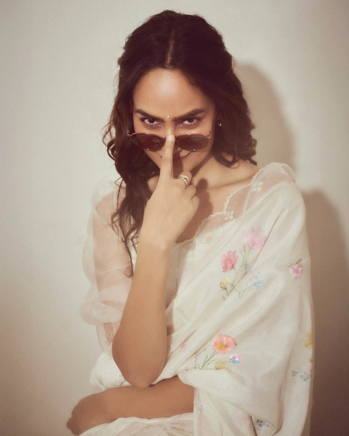 Monica in Florist Mulberry Silk Sari