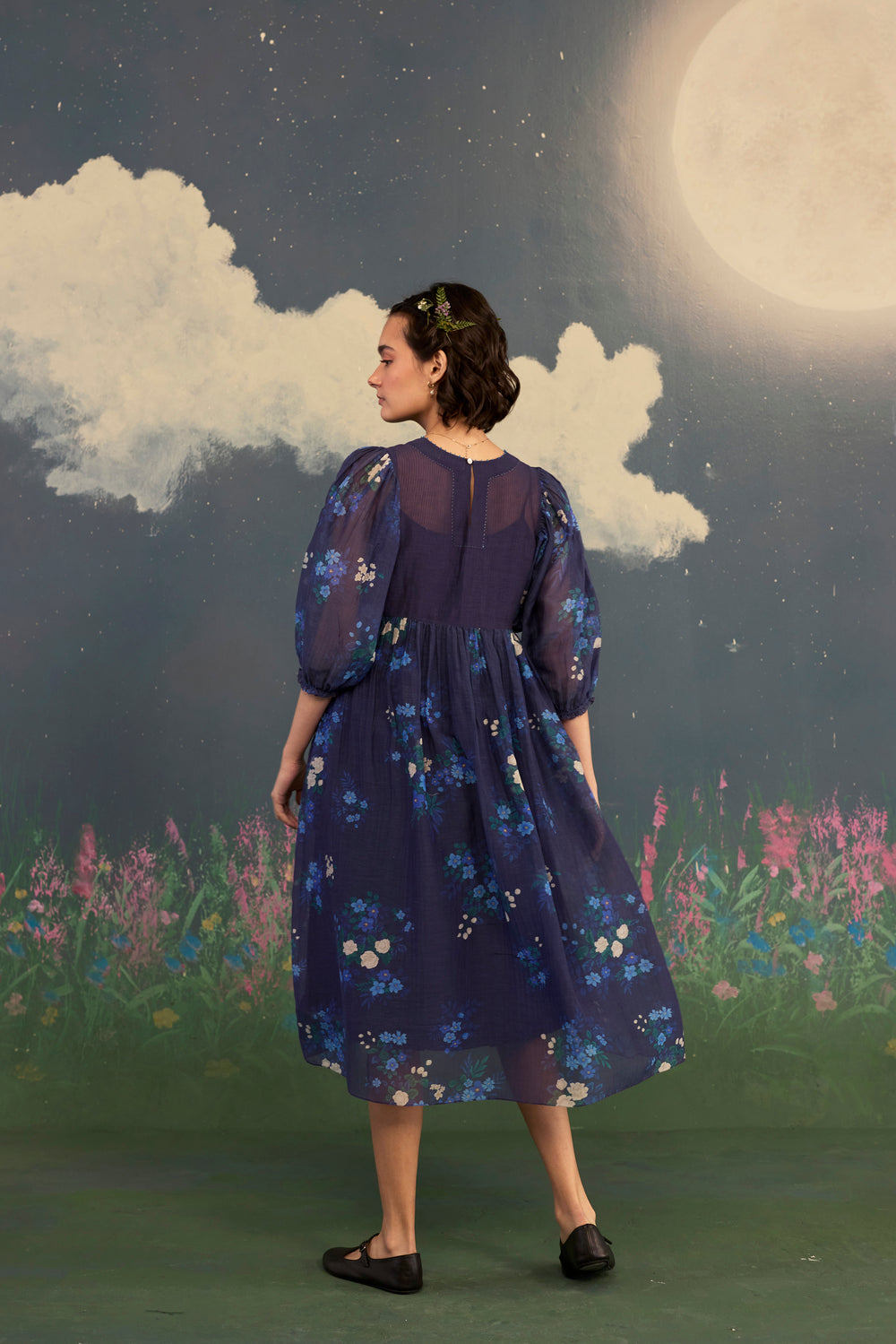 Blue Morning Glory Rose June Dress