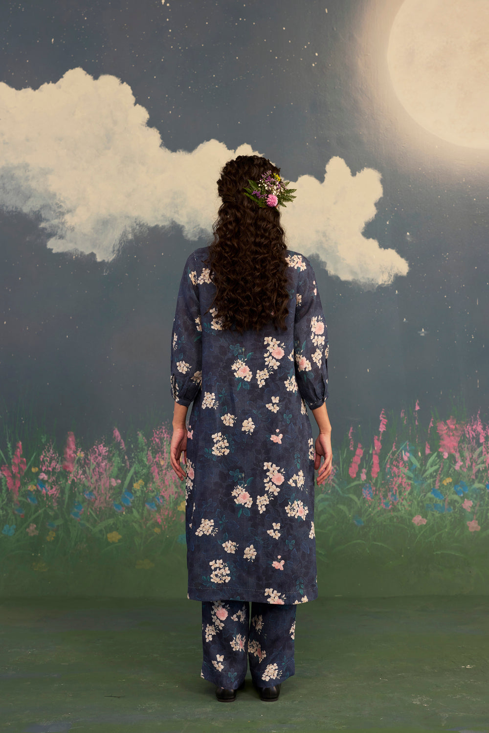 Moonlit Rose Sunbeam Long Kurta Set Linen