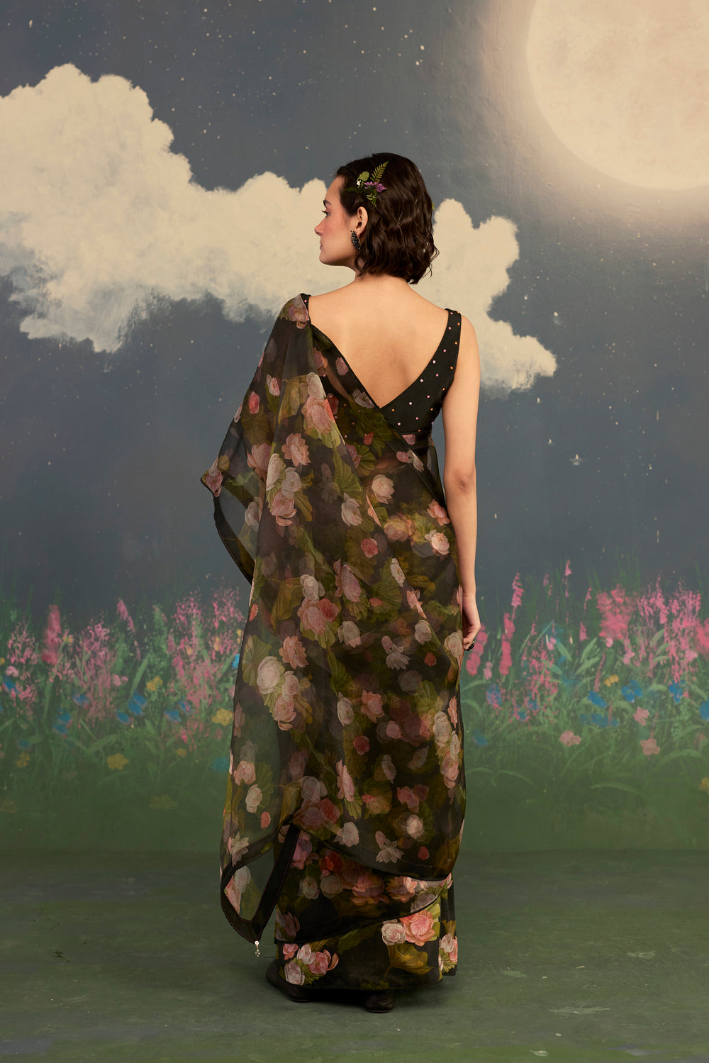 Lotus Mulberry Silk Sari