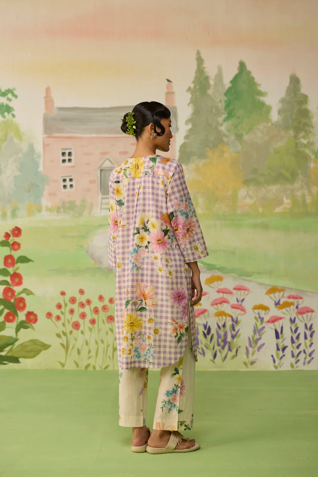 Lilac Peony Mid Kurta Set