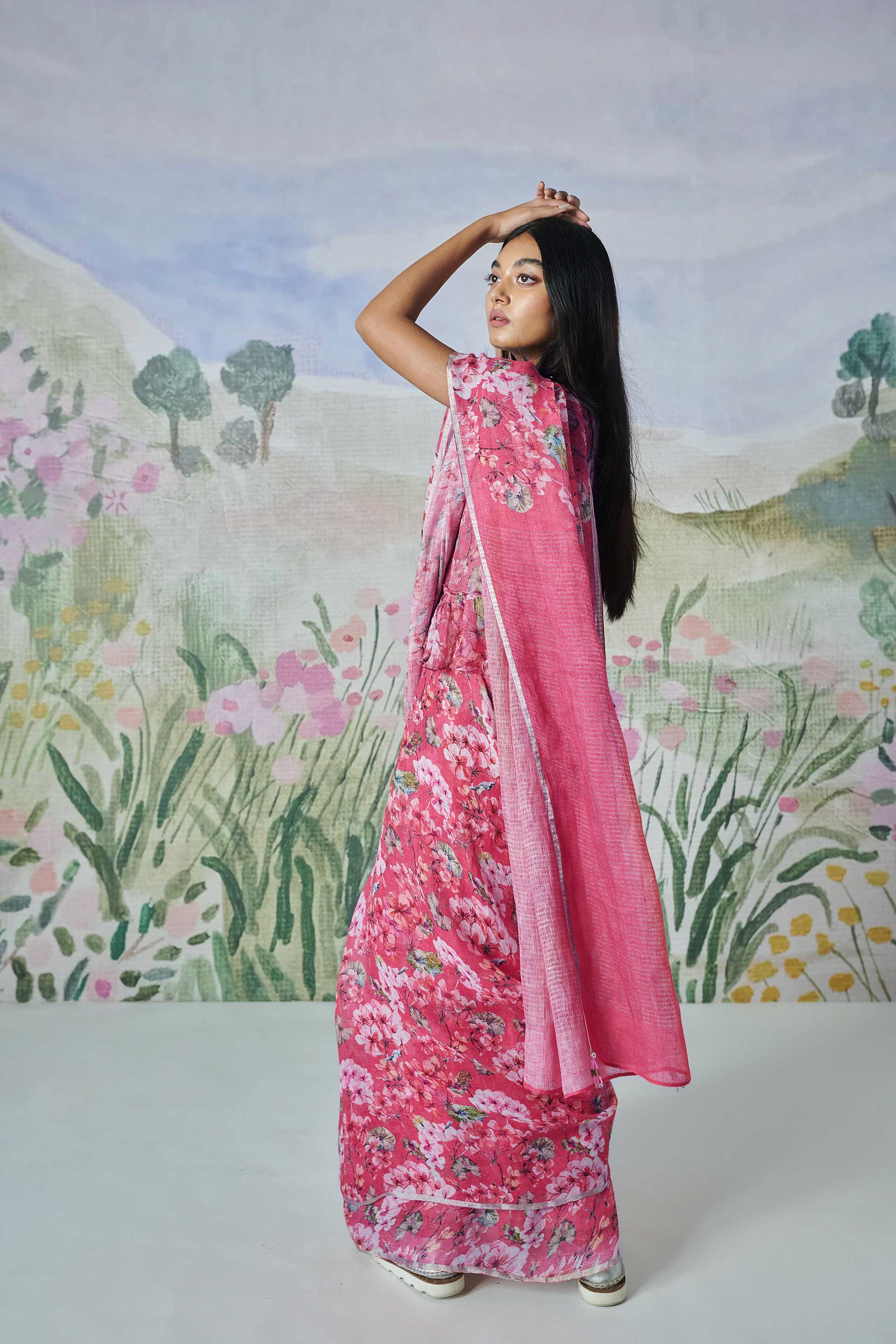Rani Color Linen floral Sari