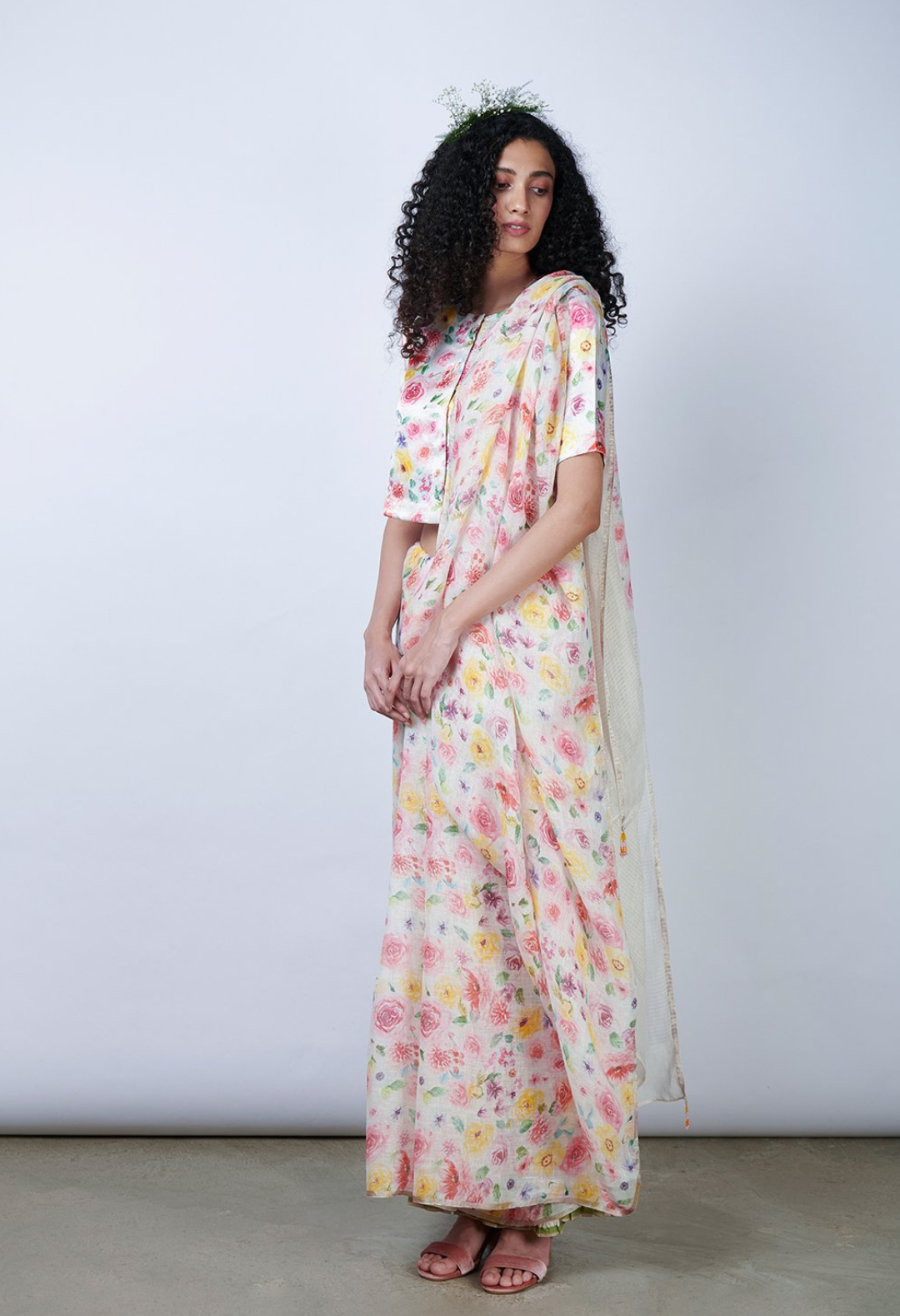 Spring Burst Linen Sari