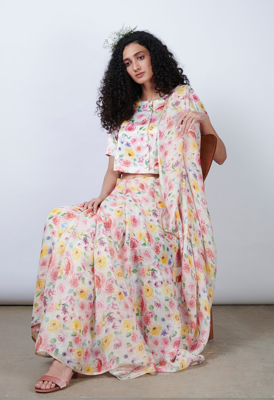 Spring Burst Linen Sari