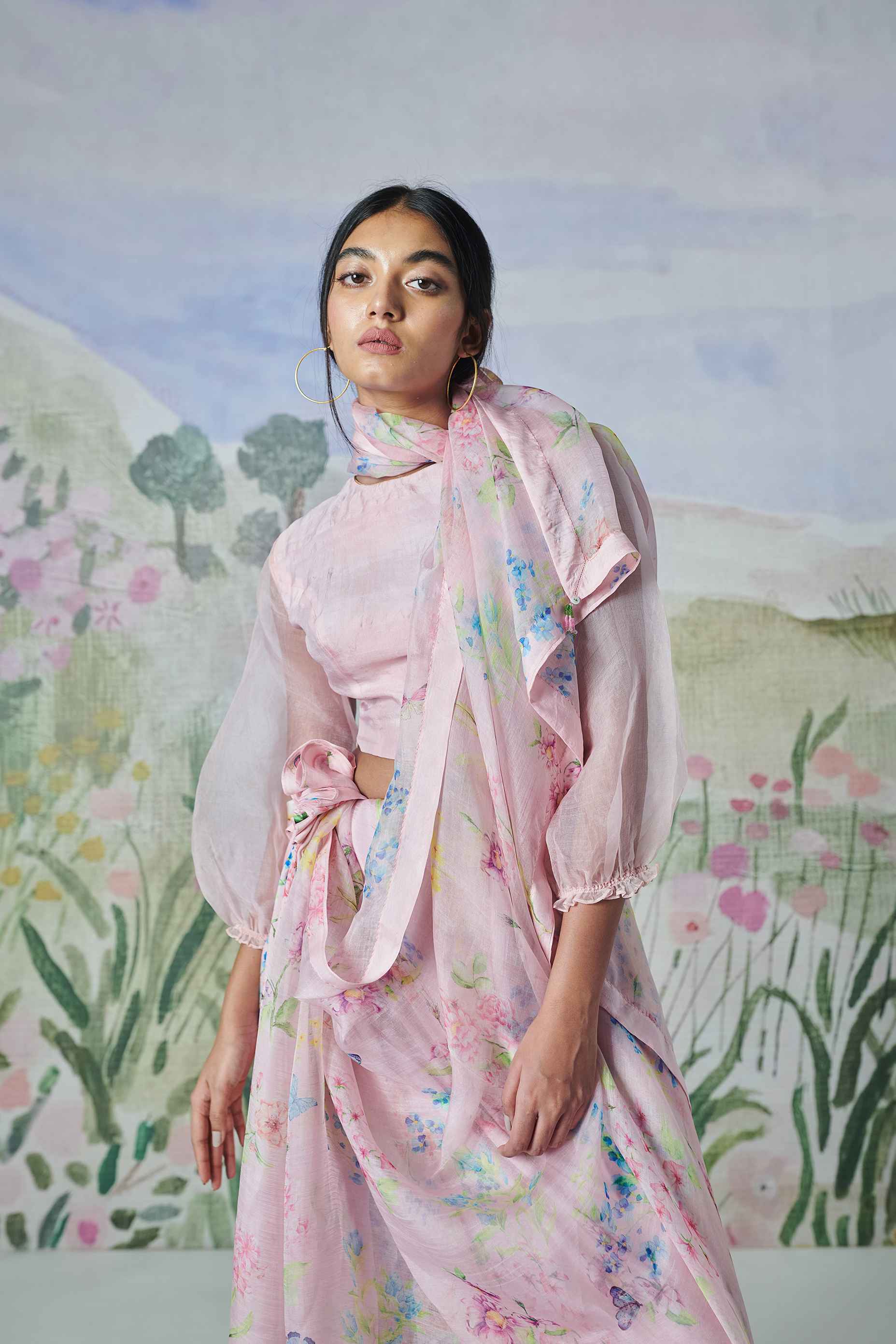 Valley Of Flowers Silk Organza Sari