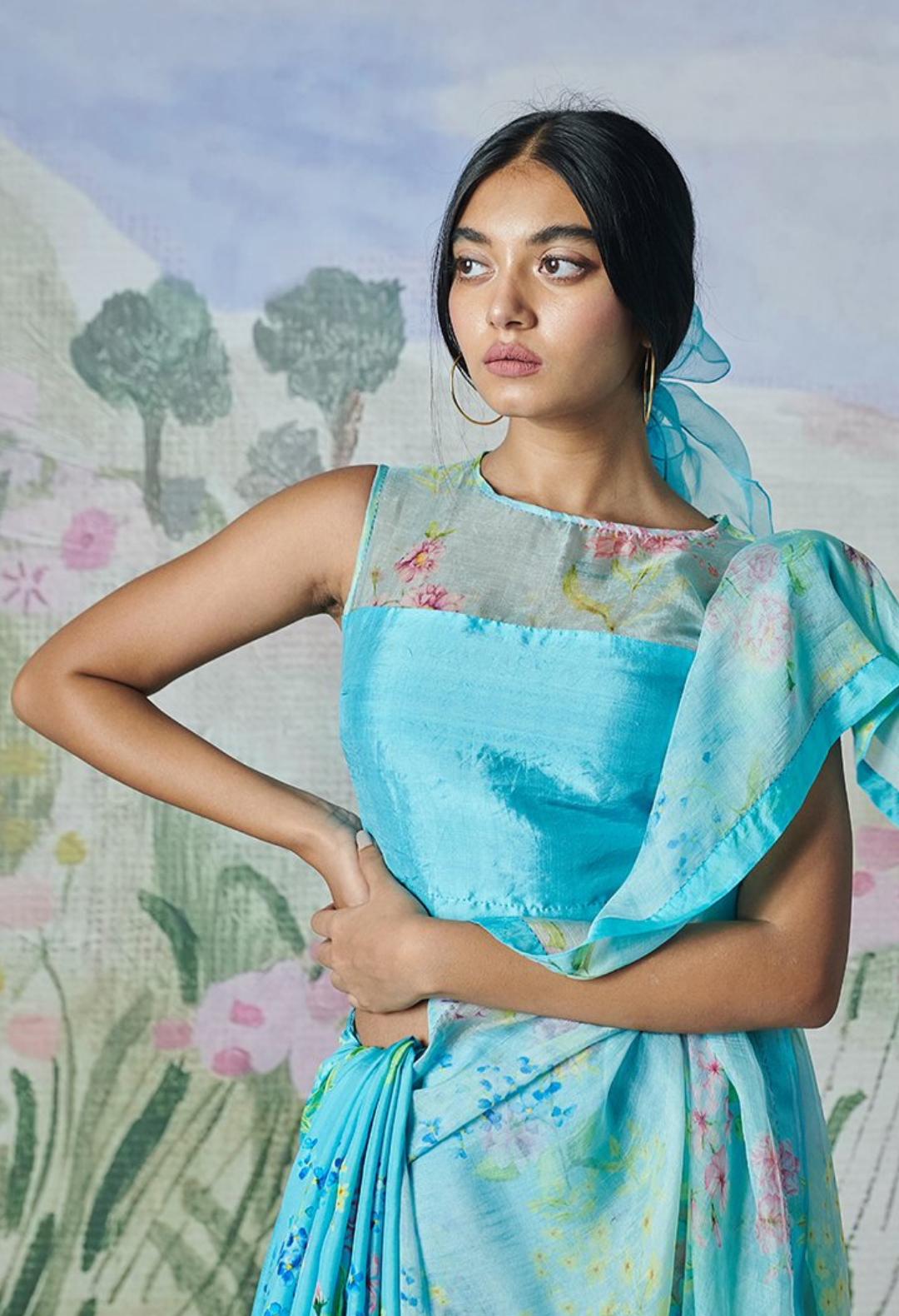 Valley Of Flowers Silk Organza Sari