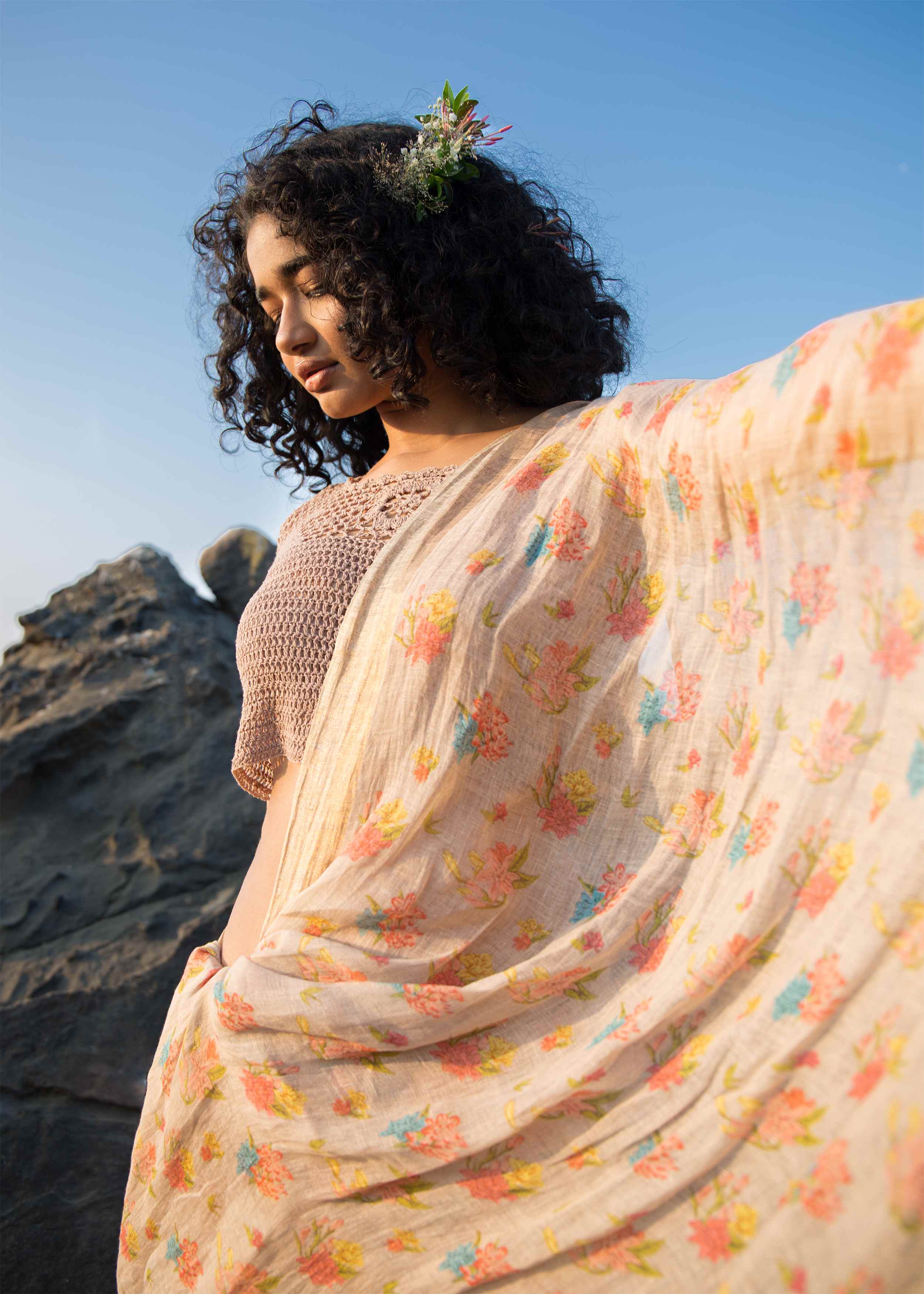 Rajnigandha Linen Sari