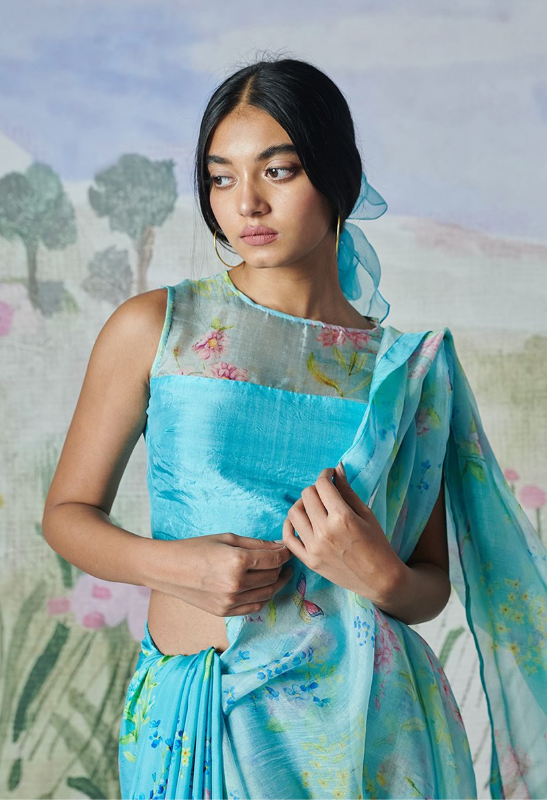 Valley Of Flowers Silk Organza Sari