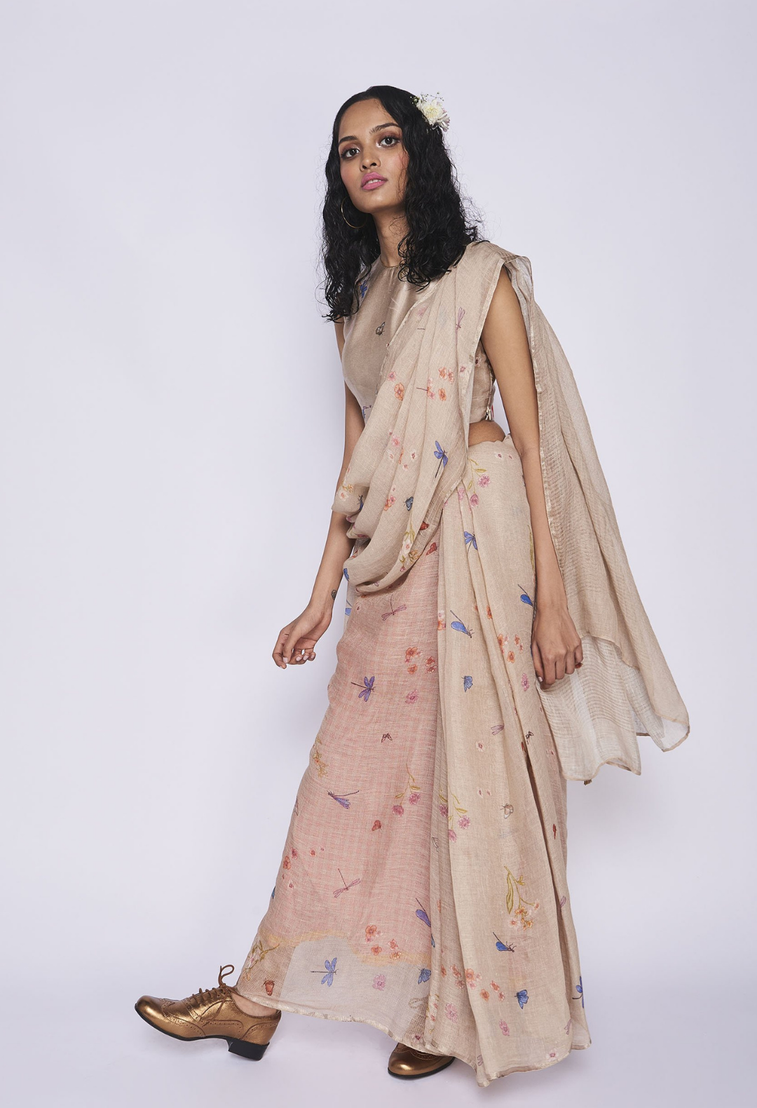 Dragonfly Linen Sari