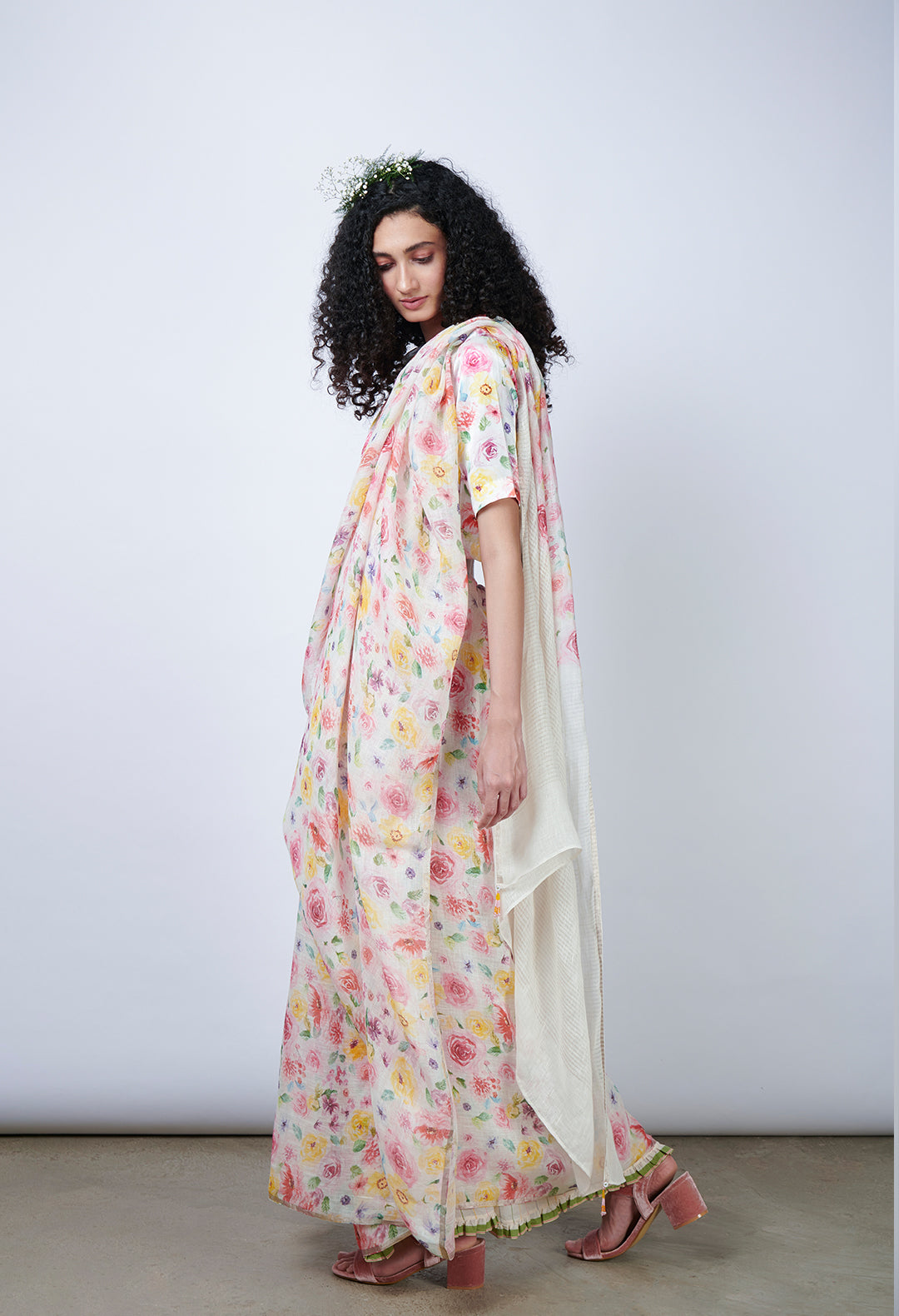 Spring Burst Linen Sari