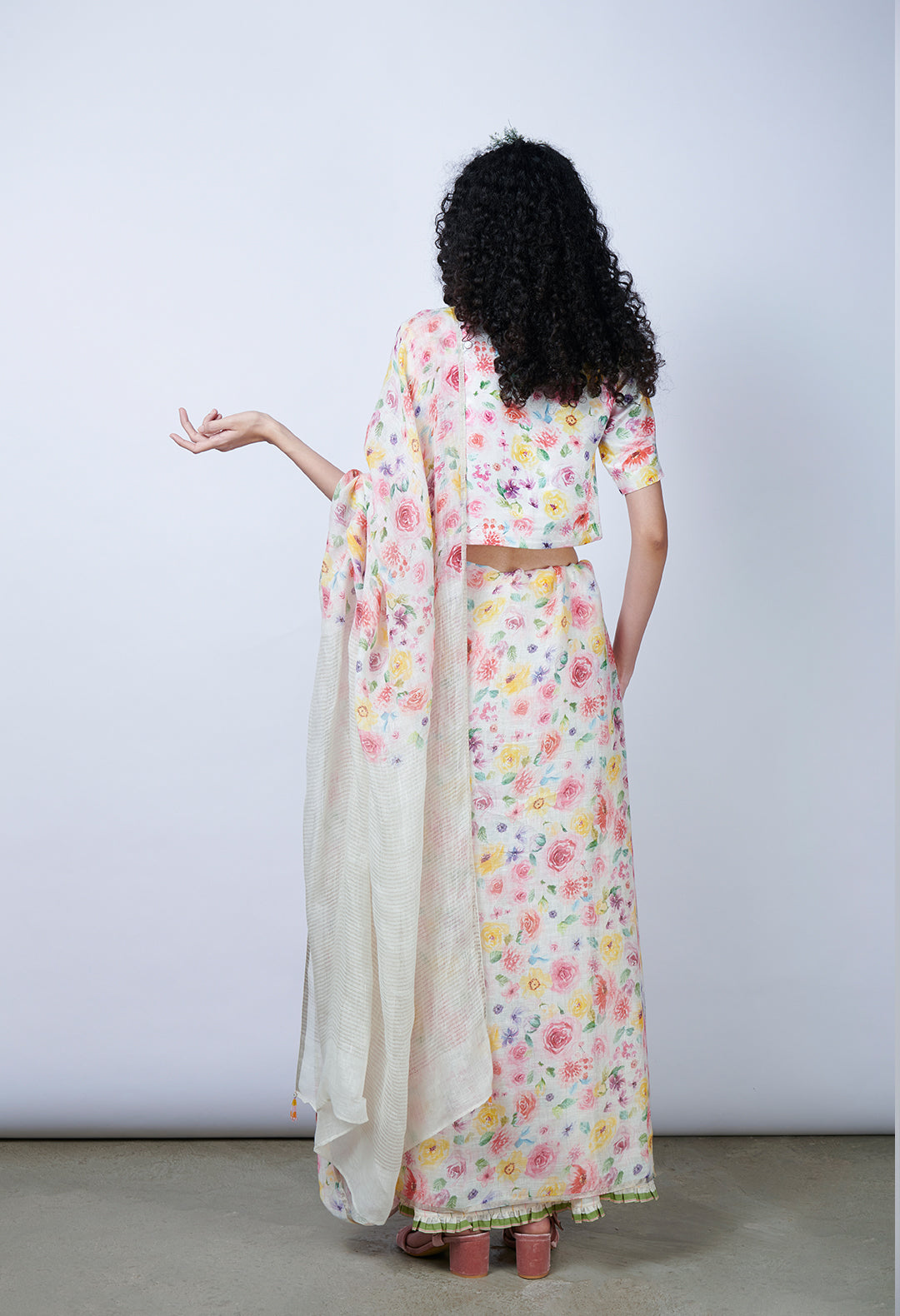 Spring Burst Linen Sari