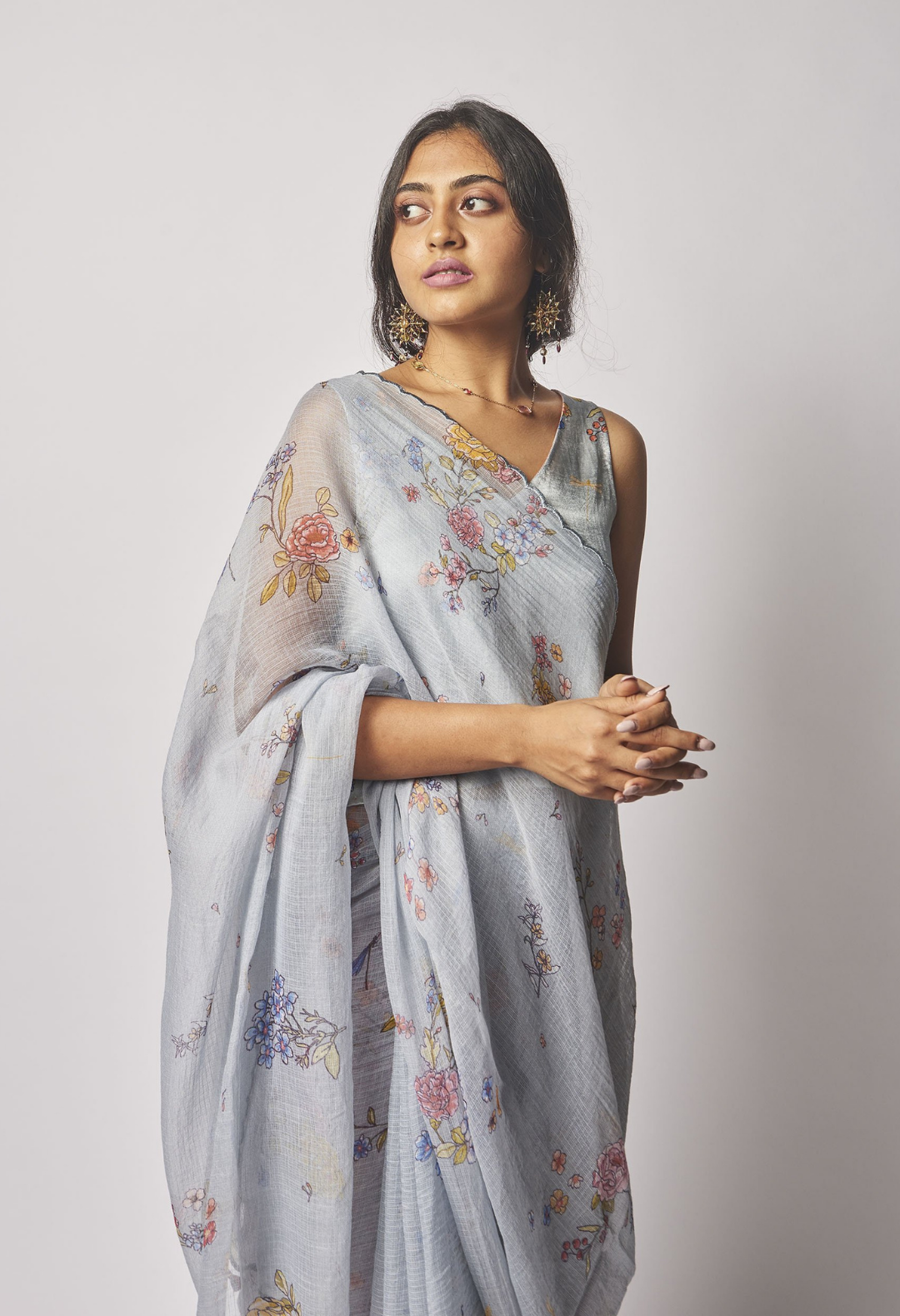 Blue Garden Kota Silk Sari