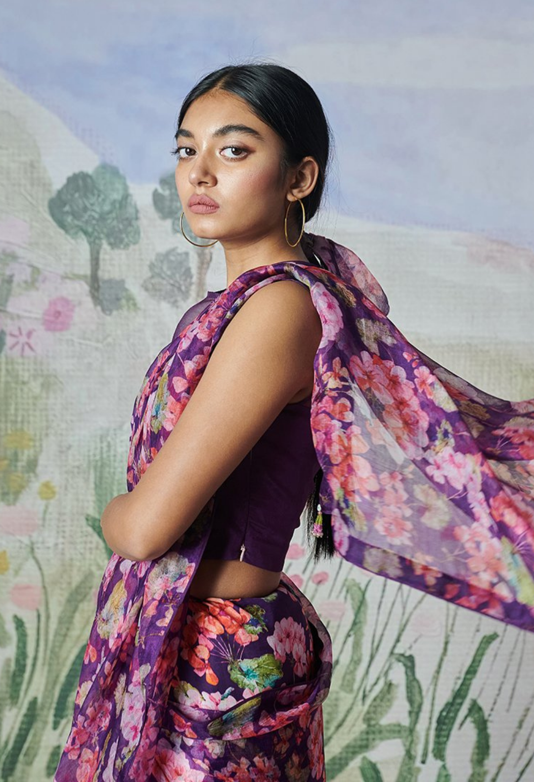 Nadiya Paar Plum Silk Sari