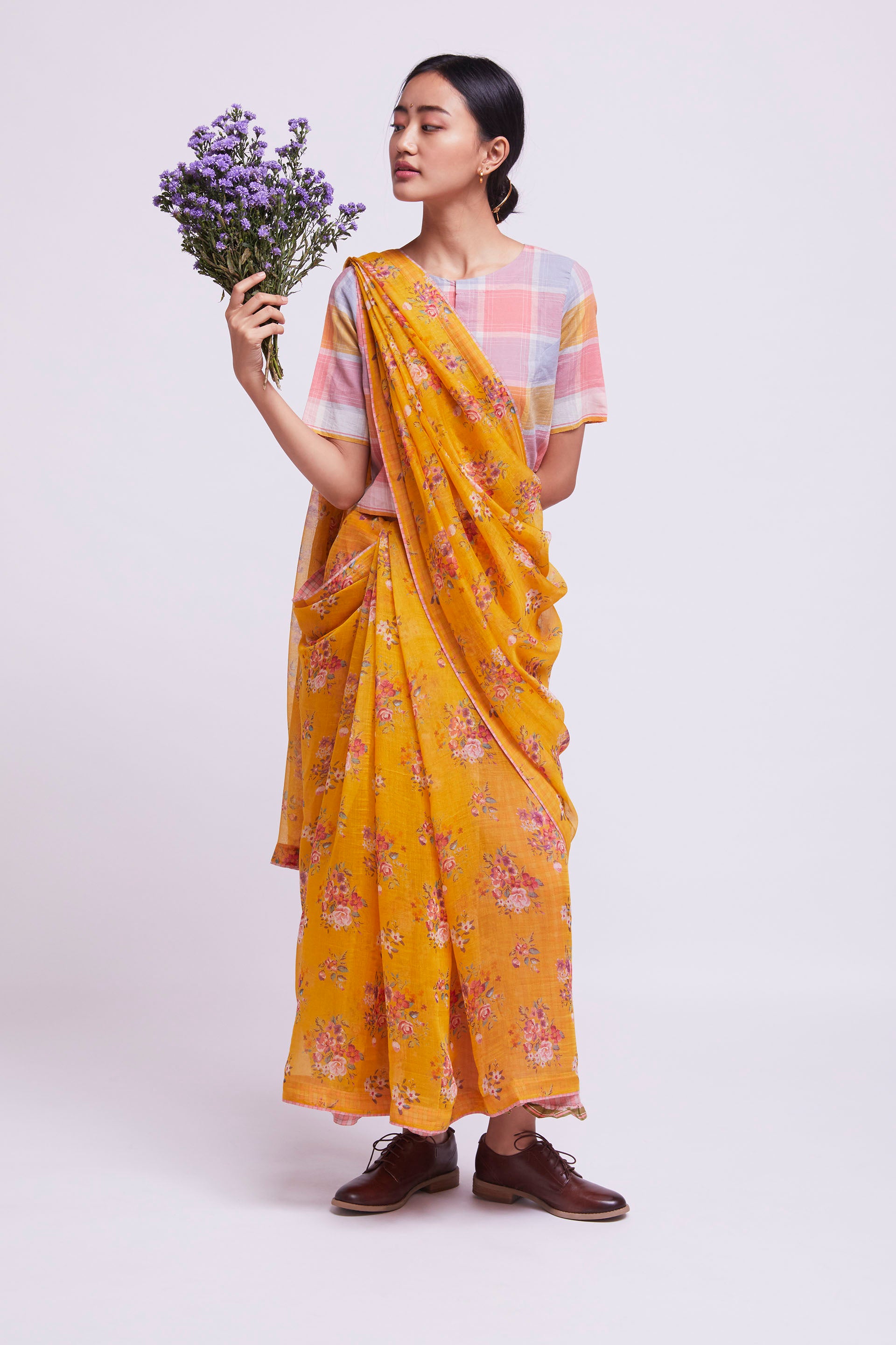 Turmeric Cotton Silk Sari