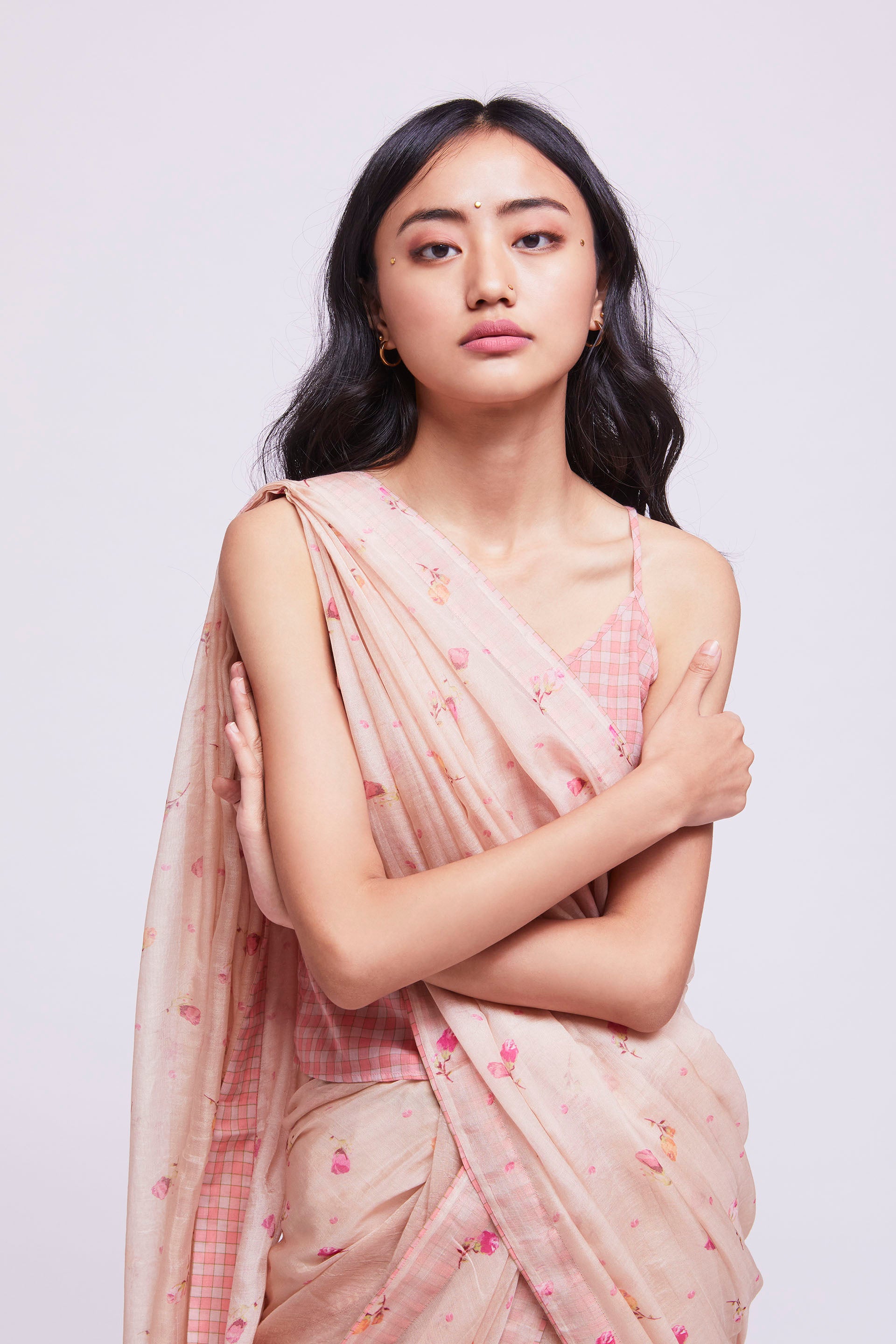 Rose Bud Cotton Silk Sari